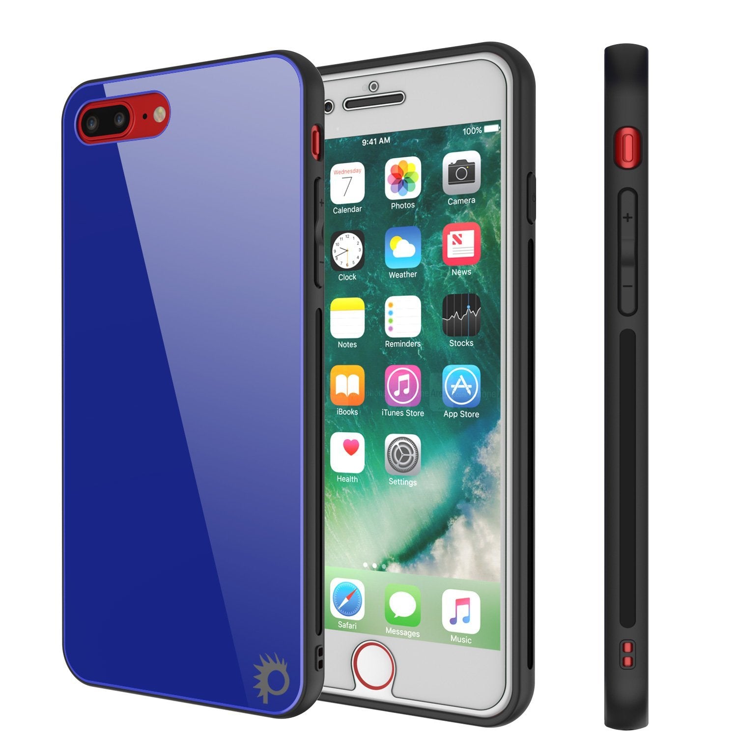 iPhone 8 PLUS Case, Punkcase GlassShield Ultra Thin Protective 9H Full Body Tempered Glass Cover(Blue)
