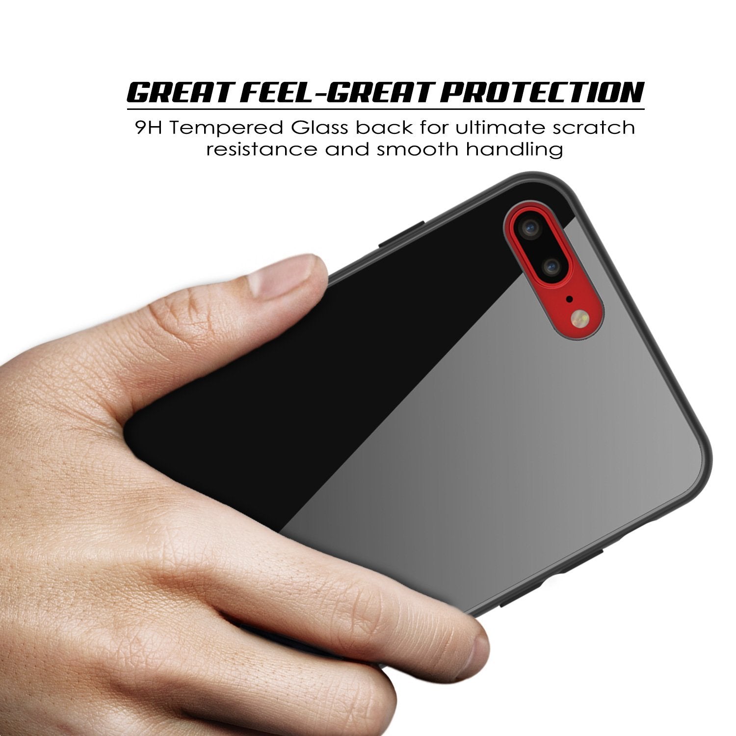 iPhone 8 PLUS Case, Punkcase GlassShield Ultra Thin Protective 9H Full Body Tempered Glass Cover(Black)