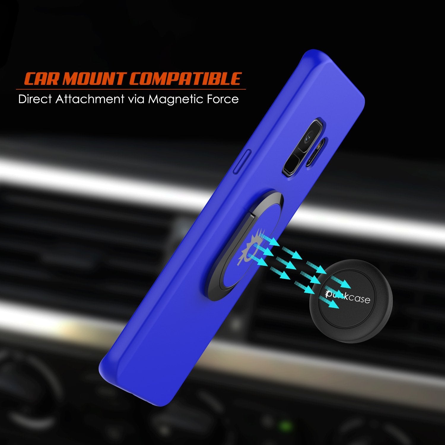 Galaxy S9 Case, Punkcase Magnetix Protective TPU Cover W/ Kickstand, Sceen Protector[Blue]