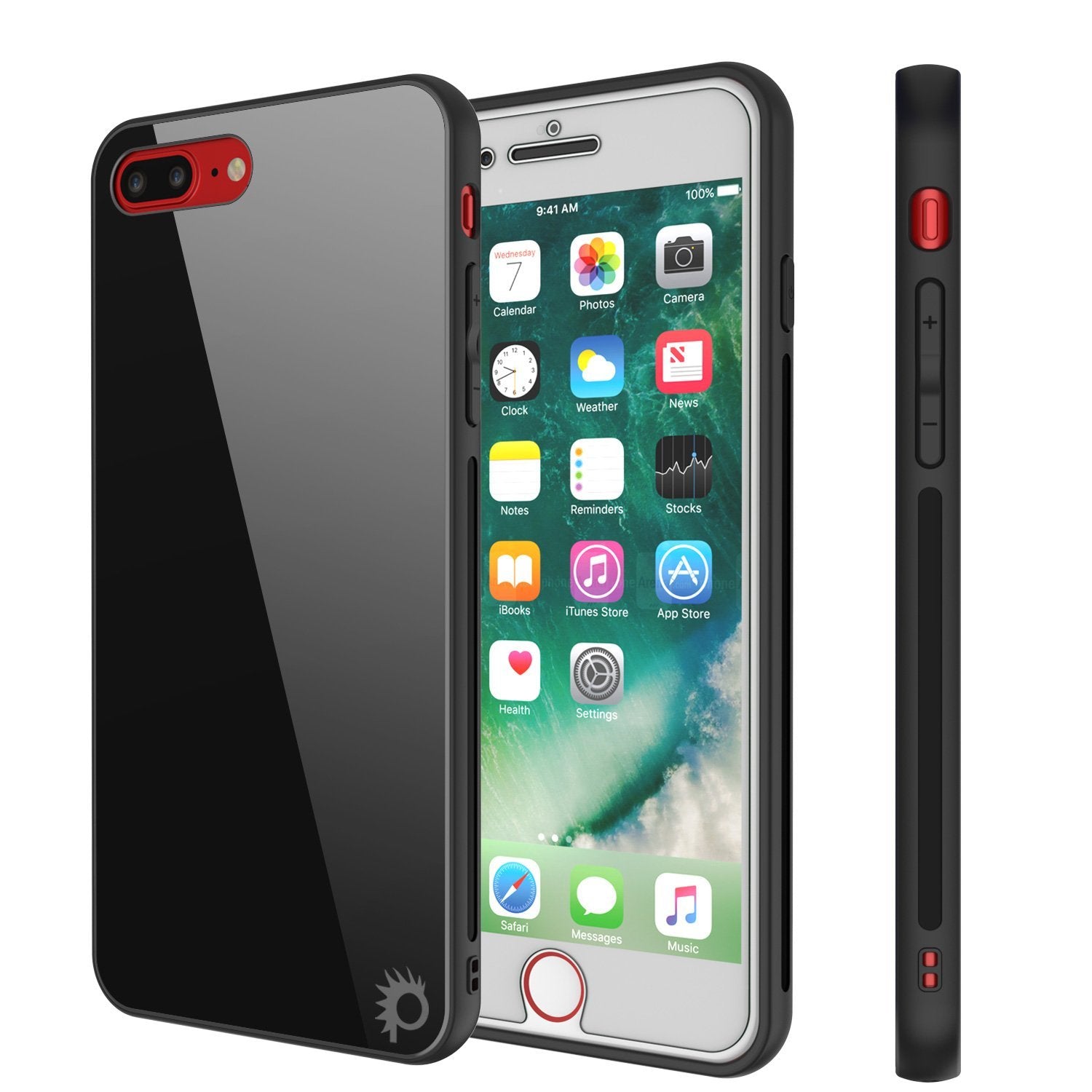iPhone 8 PLUS Case, Punkcase GlassShield Ultra Thin Protective 9H Full Body Tempered Glass Cover(Black)