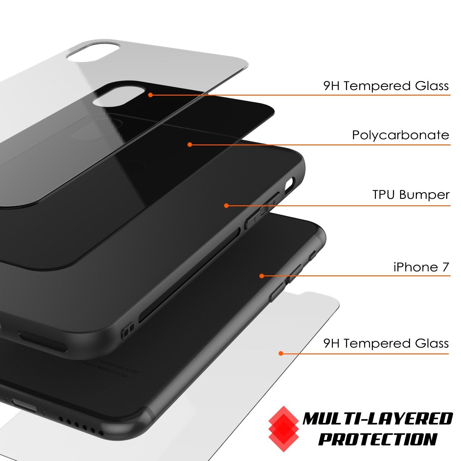 iPhone 8 Case, Punkcase GlassShield Ultra Thin Protective 9H Full Body Tempered Glass (Black)