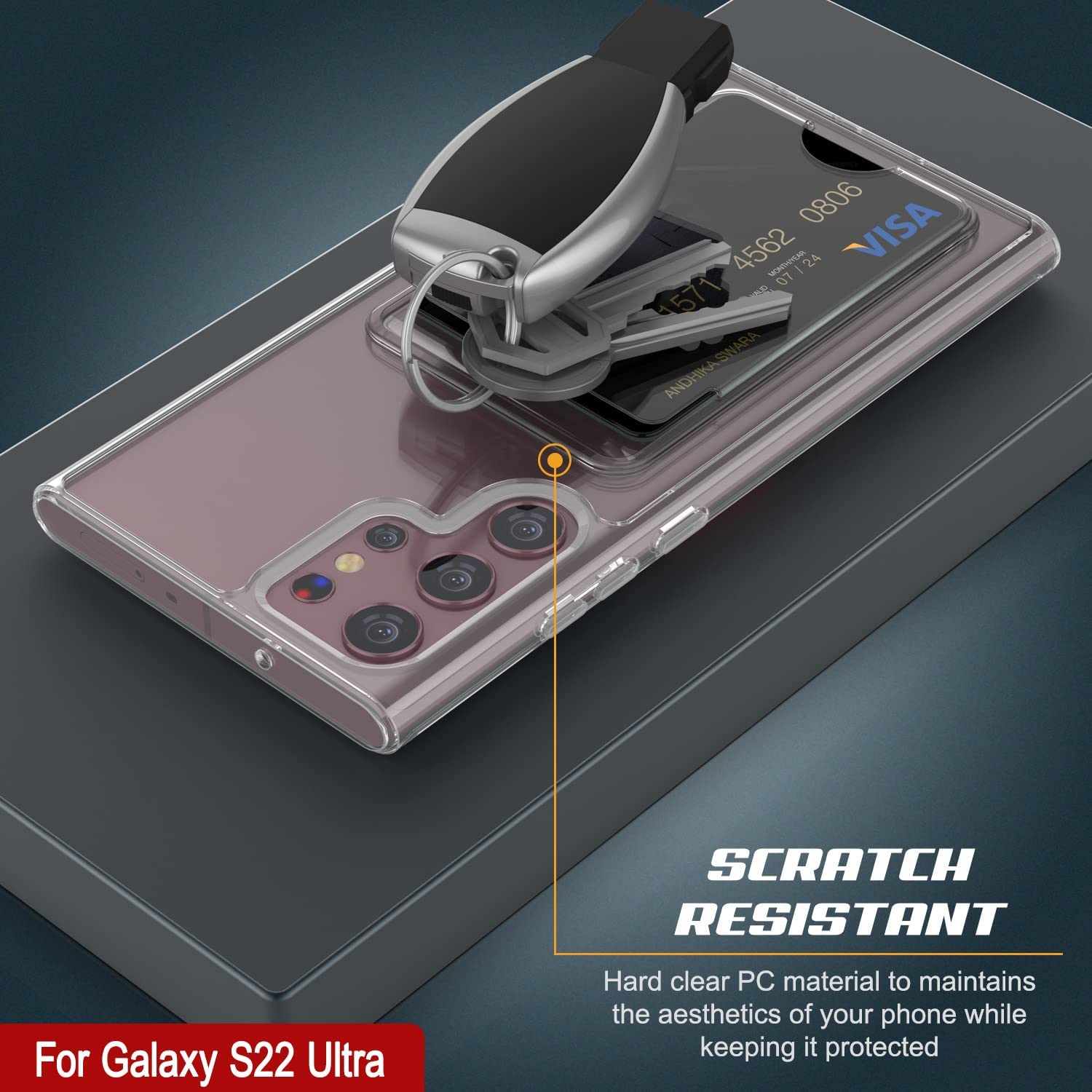 Galaxy S22 Ultra Card Holder Case [Crystal CardSlot Series] [Slim Fit]