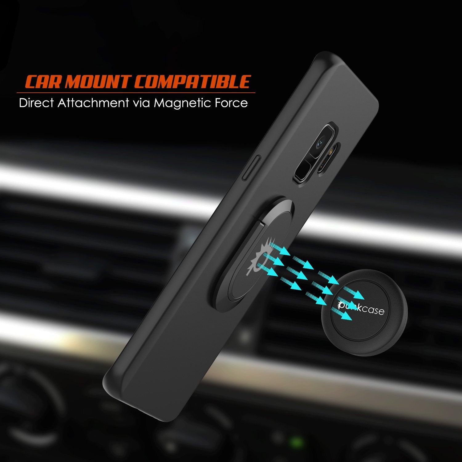 Galaxy S9 Case, Punkcase Magnetix Protective TPU Cover W/ Kickstand, Sceen Protector[Black]