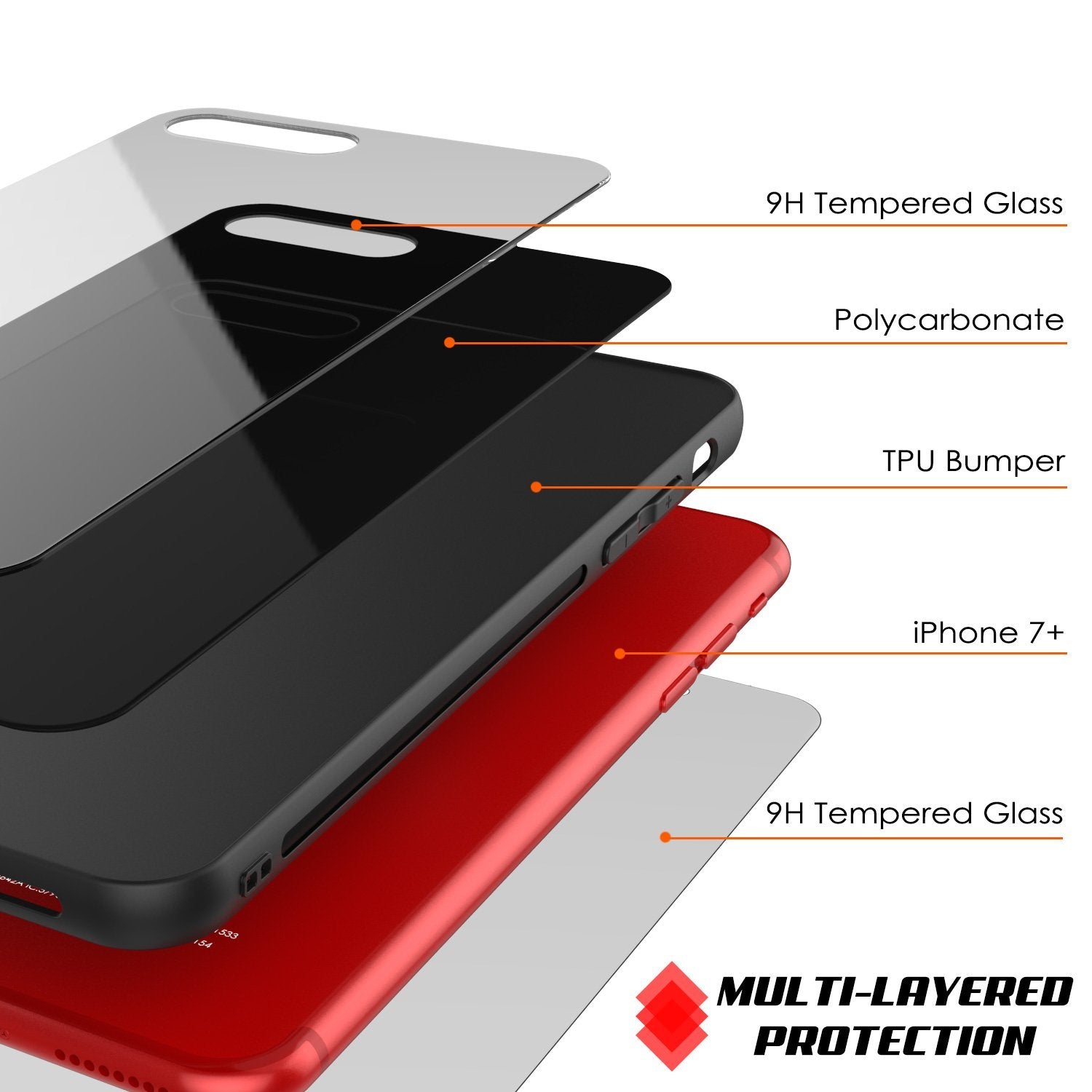 iPhone 8 PLUS Case, Punkcase GlassShield Ultra Thin Protective 9H Full Body Tempered Glass Cover(Black)