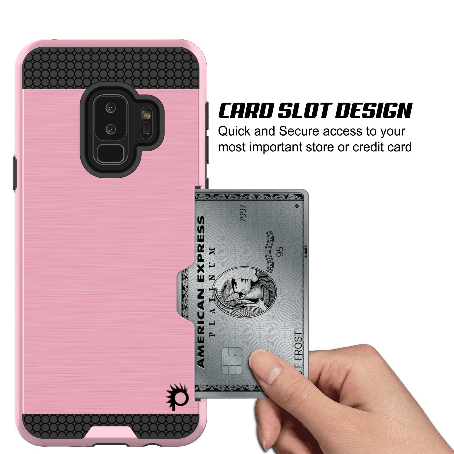 Galaxy S9 Plus Case, PUNKcase [SLOT Series] [Slim Fit] Dual-Layer Armor Pink Cover