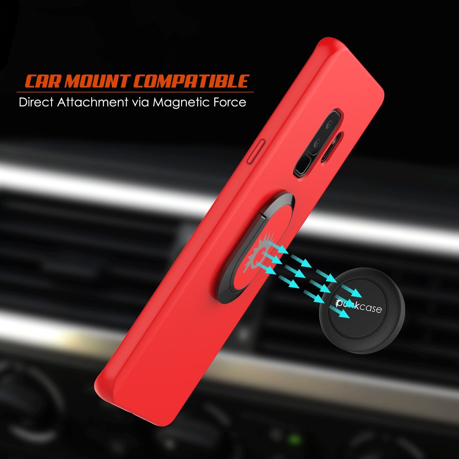 Galaxy S9 Plus, Punkcase Magnetix Protective TPU Cover W/ Kickstand, Sceen Protector[Red]