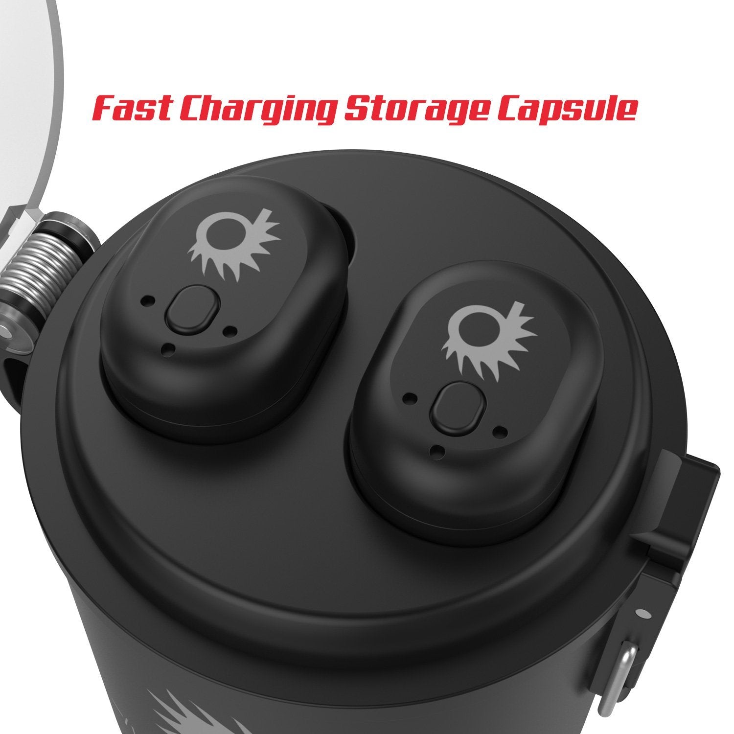 PunkBuds Capsule True Wireless Bluetooth Earbuds W/Noise Cancelling Mic IP67 Black Fast Charger Case