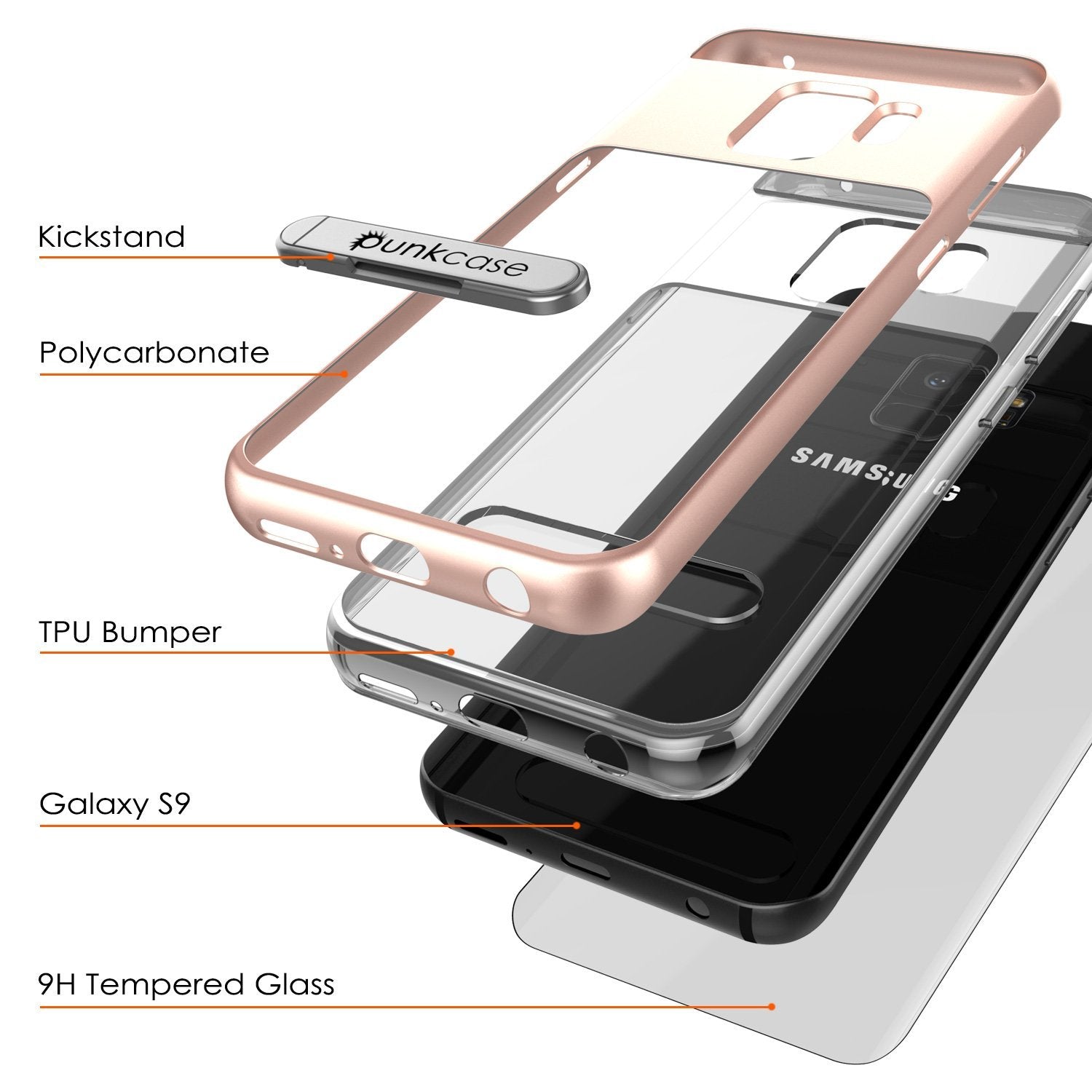Galaxy S9 Case, PUNKcase [LUCID 3.0 Series] [Slim Fit] Armor Cover w/ Integrated Screen Protector [Rose Gold]