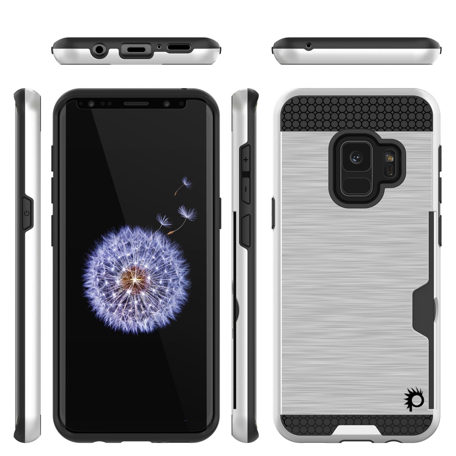 Galaxy S9 Case, PUNKcase [SLOT Series] [Slim Fit] Dual-Layer Armor Cover w/Integrated Anti-Shock System, Credit Card Slot & Screen Protector [White]