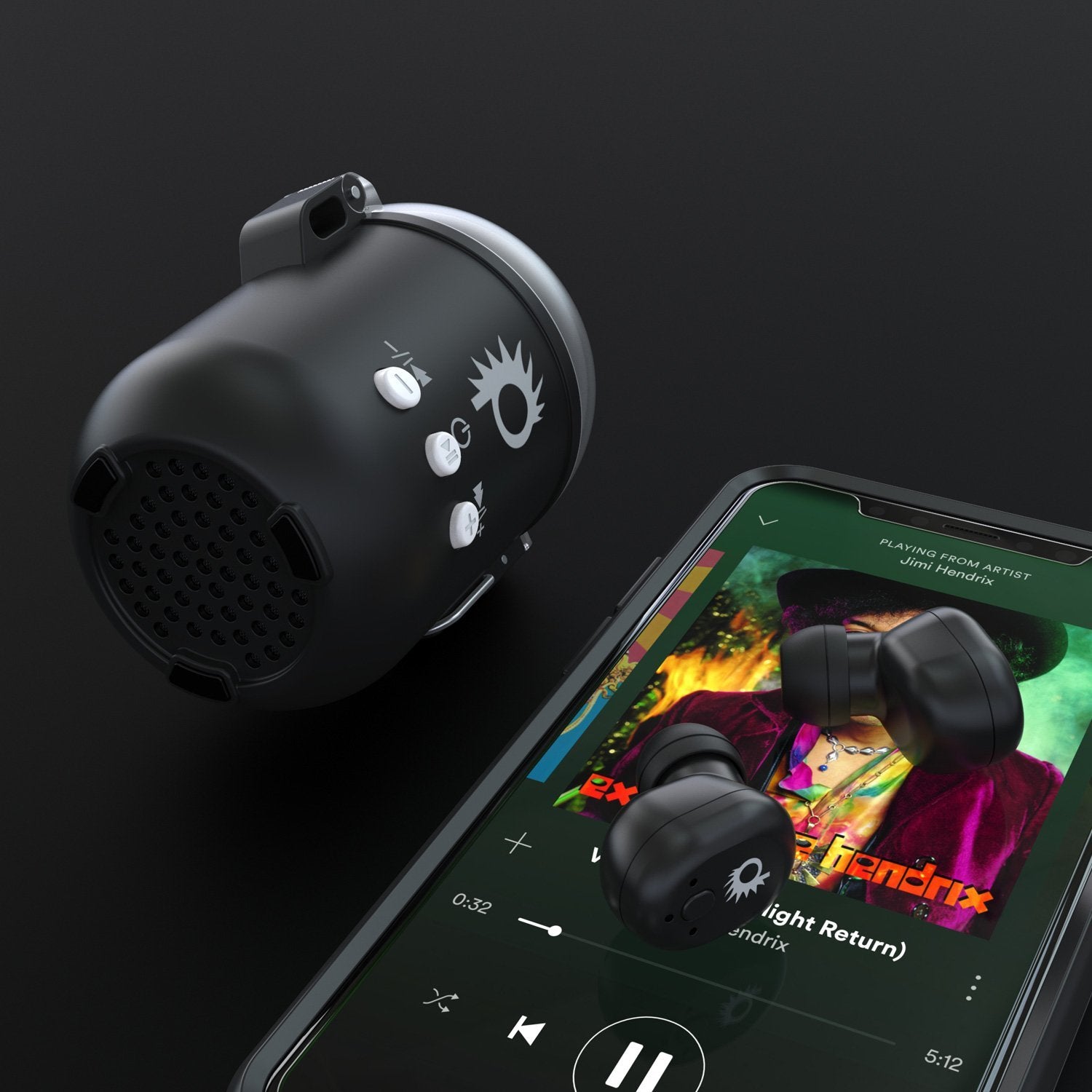 PunkBuds Capsule True Wireless Bluetooth Earbuds W/Noise Cancelling Mic IP67 Black Fast Charger Case