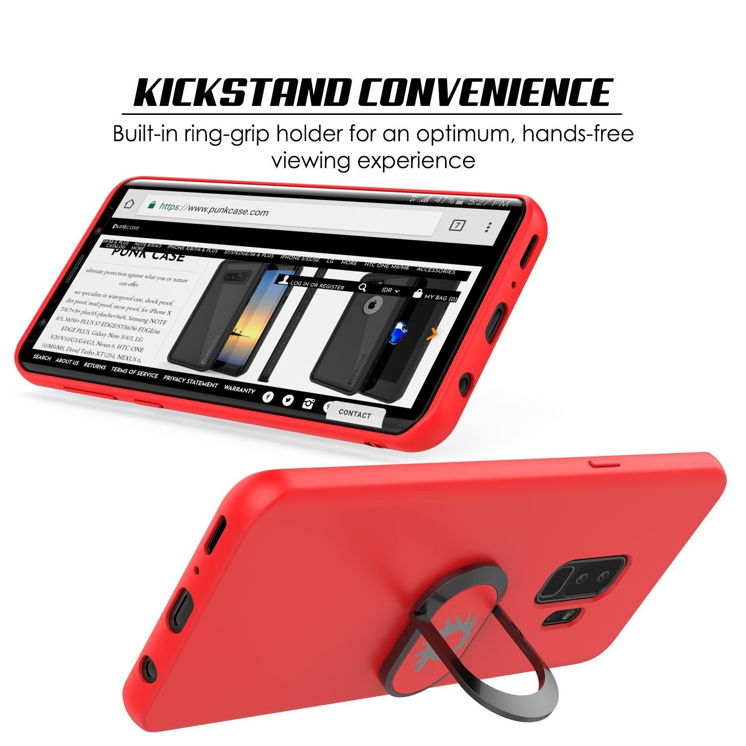 Galaxy S9 Plus, Punkcase Magnetix Protective TPU Cover W/ Kickstand, Sceen Protector[Red]