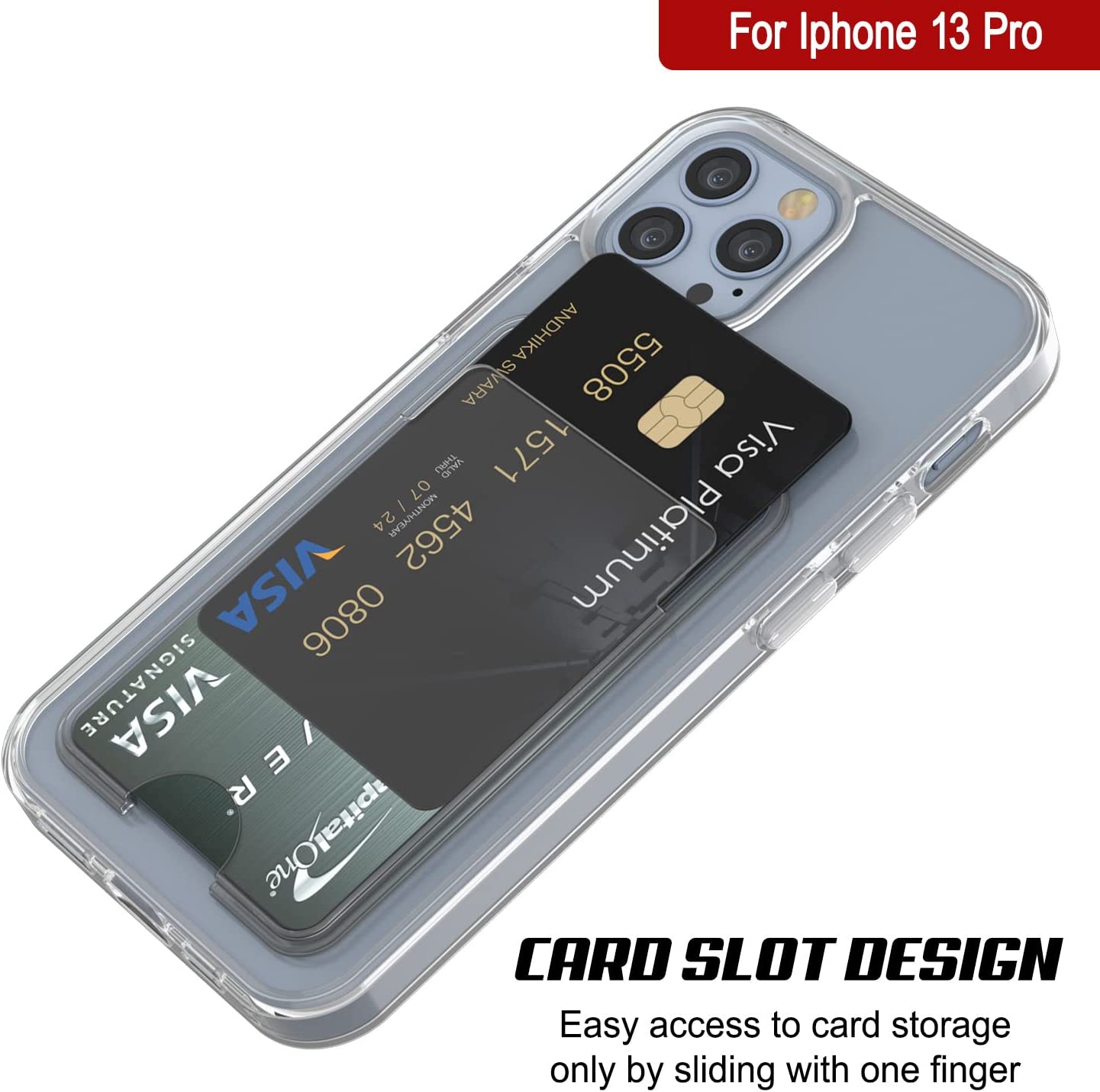 iPhone 13 Pro Card Holder Case [Crystal CardSlot Series] [Slim Fit]