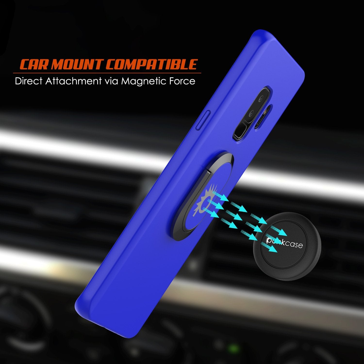 Galaxy S9 Plus, Punkcase Magnetix Protective TPU Cover W/ Kickstand, Sceen Protector[Blue]