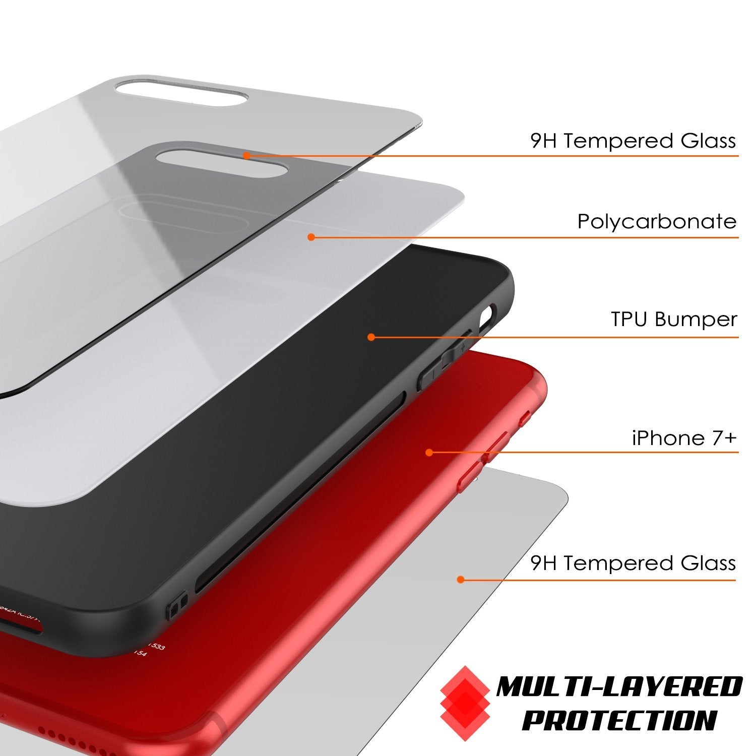 iPhone 8 PLUS Case, Punkcase GlassShield Ultra Thin Protective 9H Full Body Tempered Glass Cover(White)