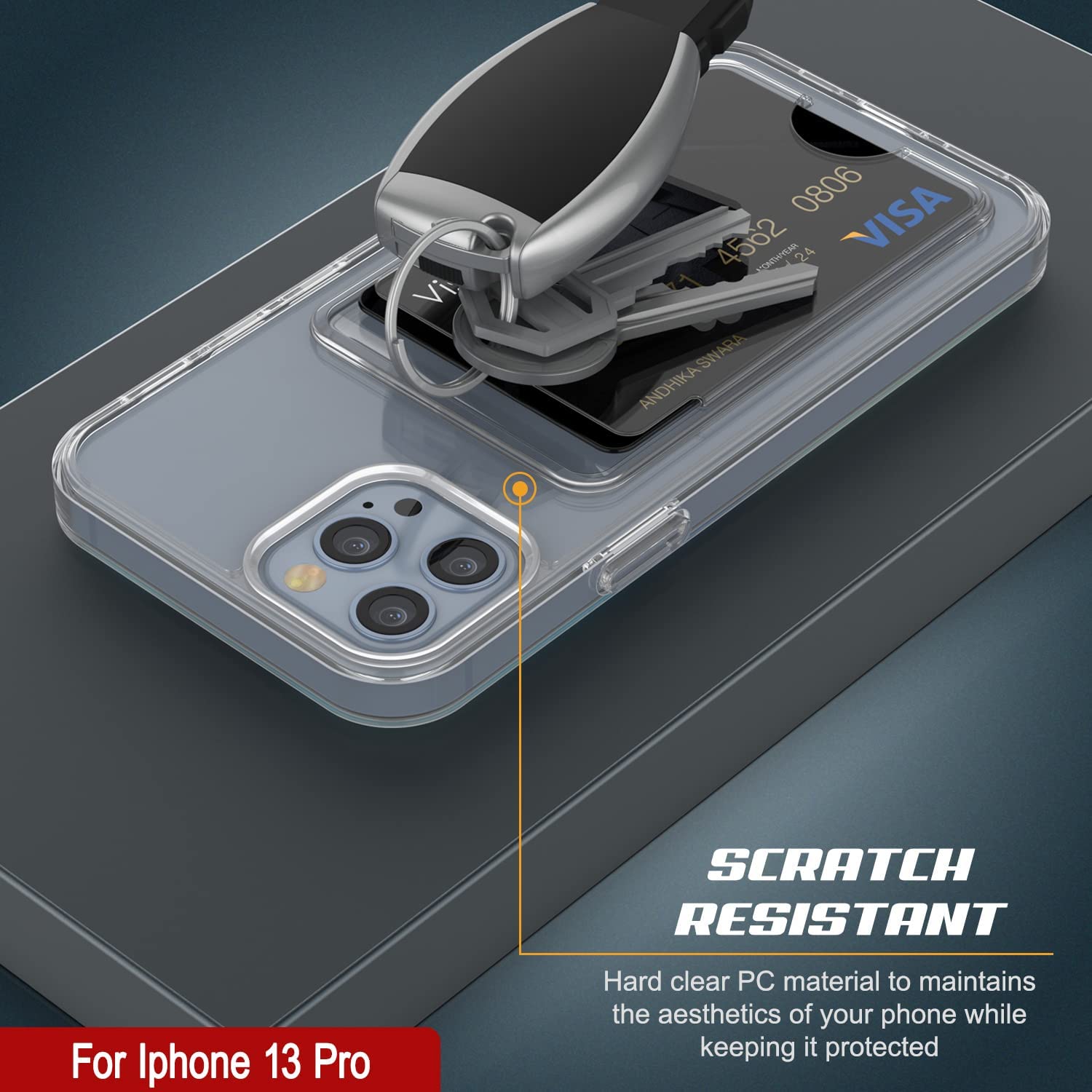 iPhone 13 Pro Card Holder Case [Crystal CardSlot Series] [Slim Fit]