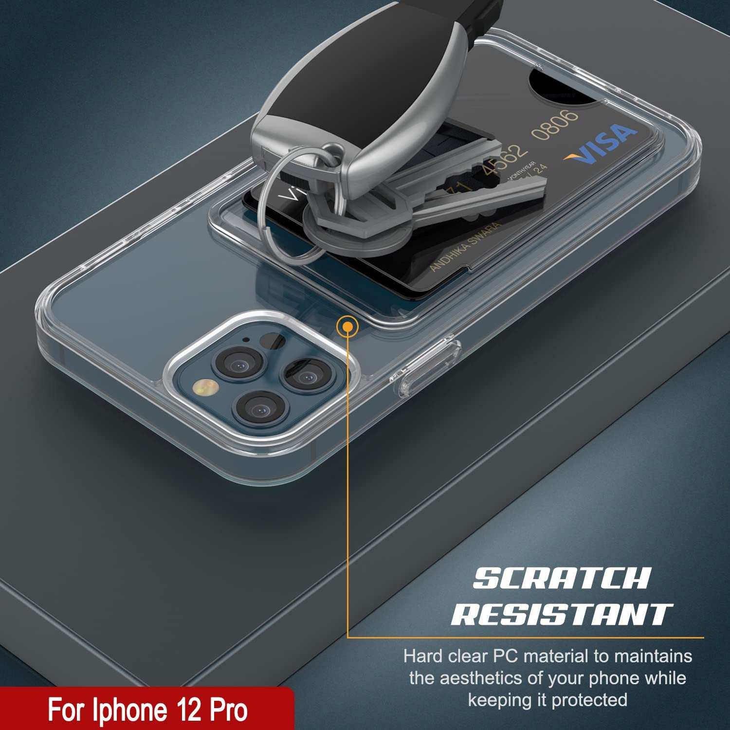 iPhone 12 Pro Card Holder Case [Crystal CardSlot Series] [Slim Fit]