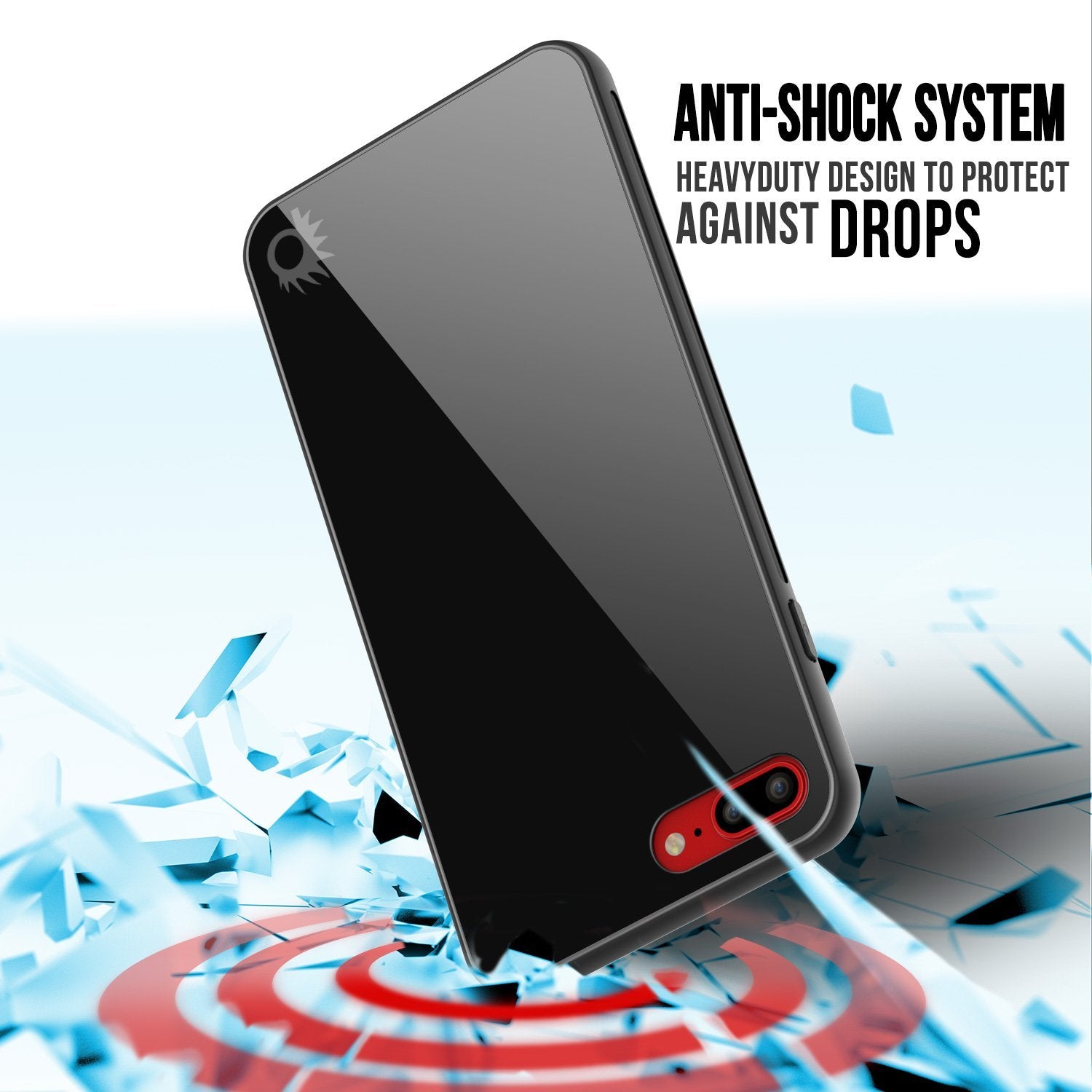 iPhone 8 PLUS Case, Punkcase GlassShield Ultra Thin Protective 9H Full Body Tempered Glass Cover(Black)