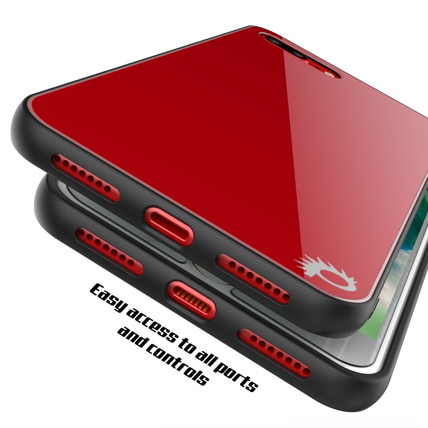 iPhone 8 PLUS Case, Punkcase GlassShield Ultra Thin Protective 9H Full Body Tempered Glass Cover(Red)