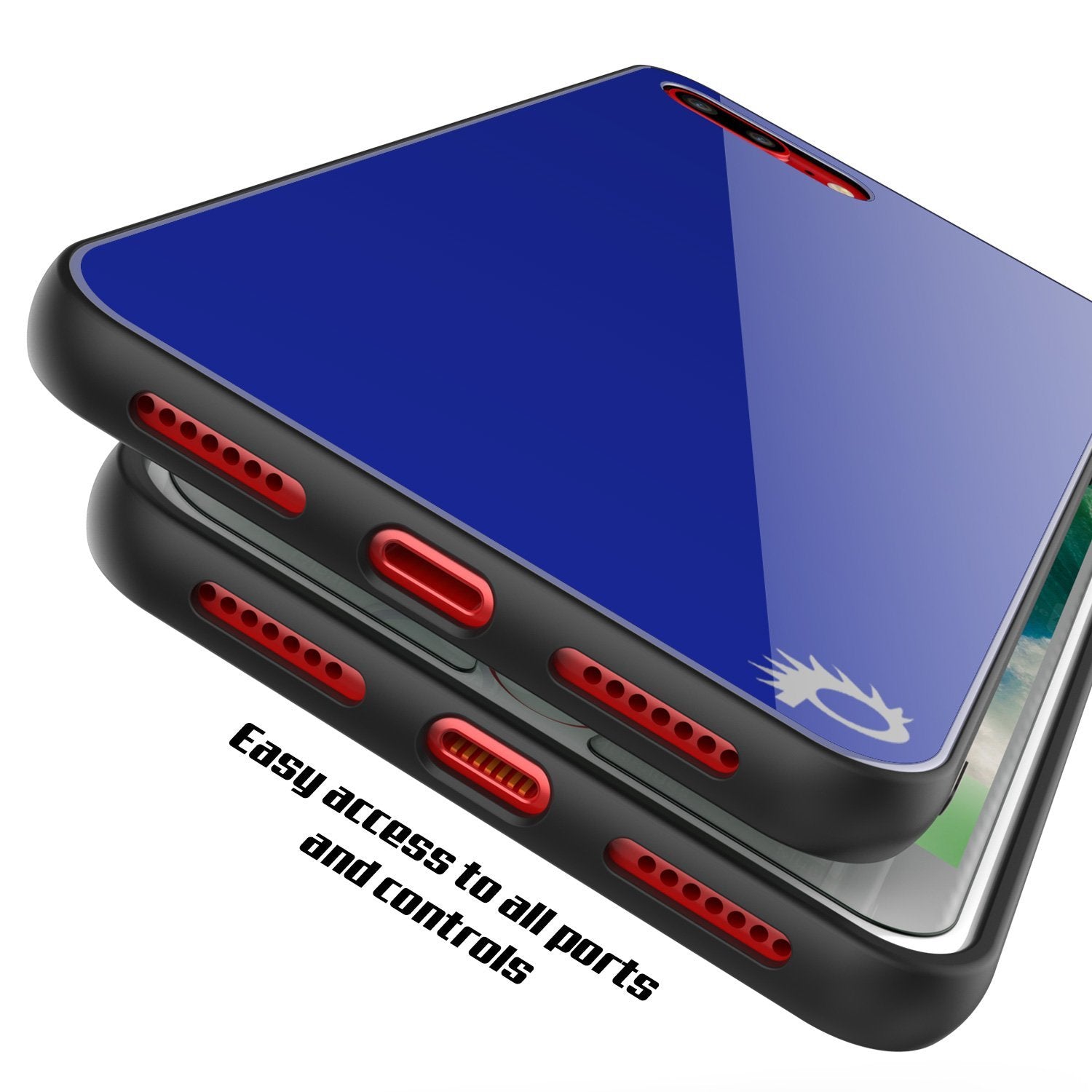 iPhone 8 PLUS Case, Punkcase GlassShield Ultra Thin Protective 9H Full Body Tempered Glass Cover(Blue)