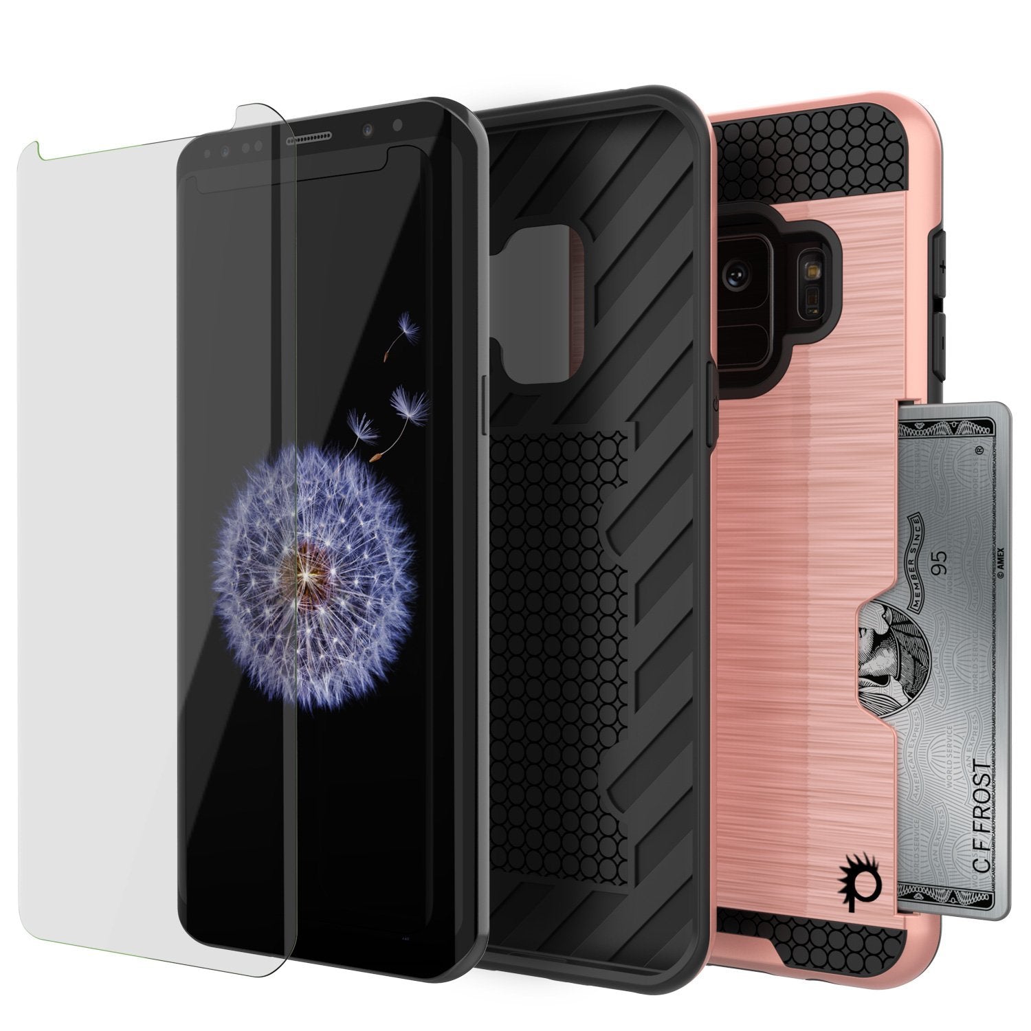 Galaxy S9 Case, PUNKcase [SLOT Series] [Slim Fit] Dual-Layer Armor Cover w/Integrated Anti-Shock System, Credit Card Slot [Rose Gold]