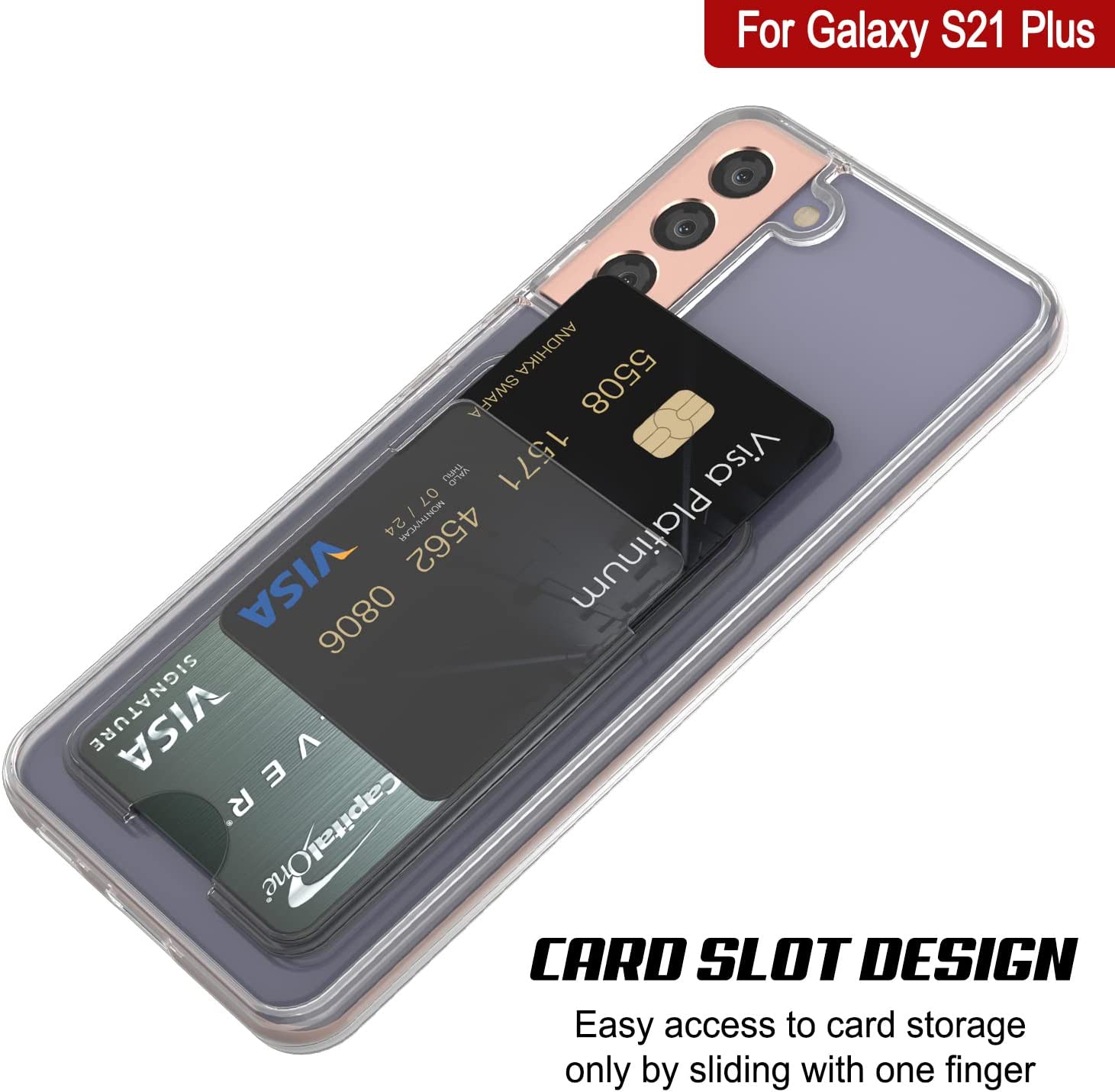 Galaxy S21 Plus Card Holder Case [Crystal CardSlot Series] [Slim Fit]