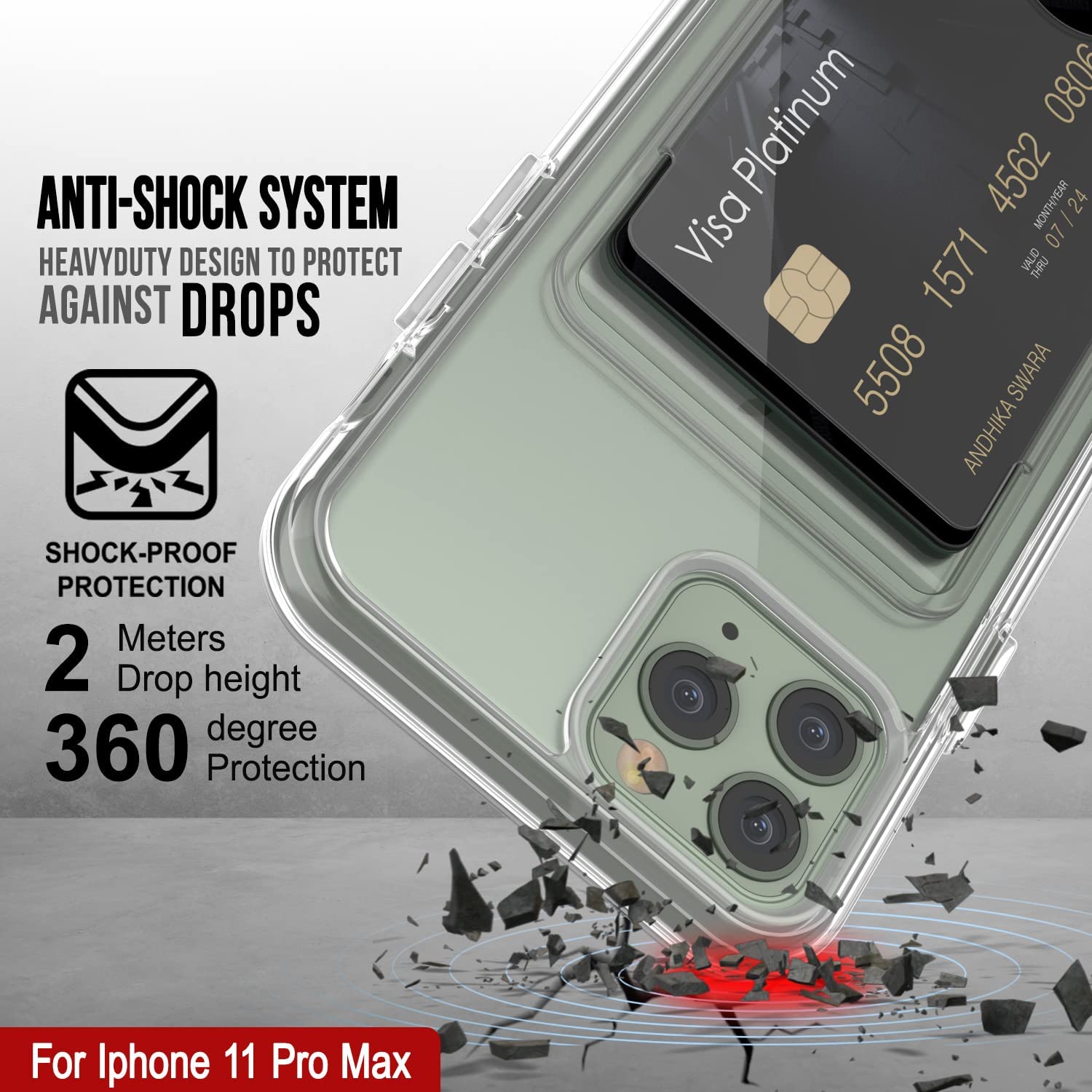 iPhone 11 Pro Max Card Holder Case [Crystal CardSlot Series] [Slim Fit]