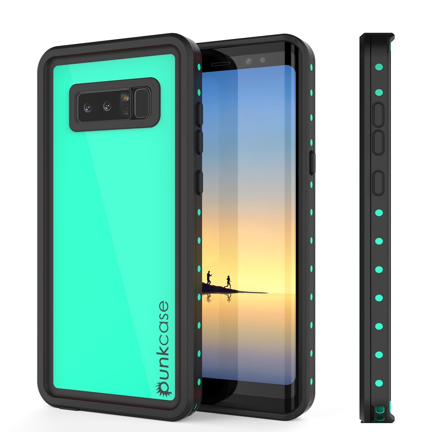 Note 8 Waterproof Case PunkCase StudStar Teal Thin 6.6ft Underwater IP68 Shock/Snow Proof