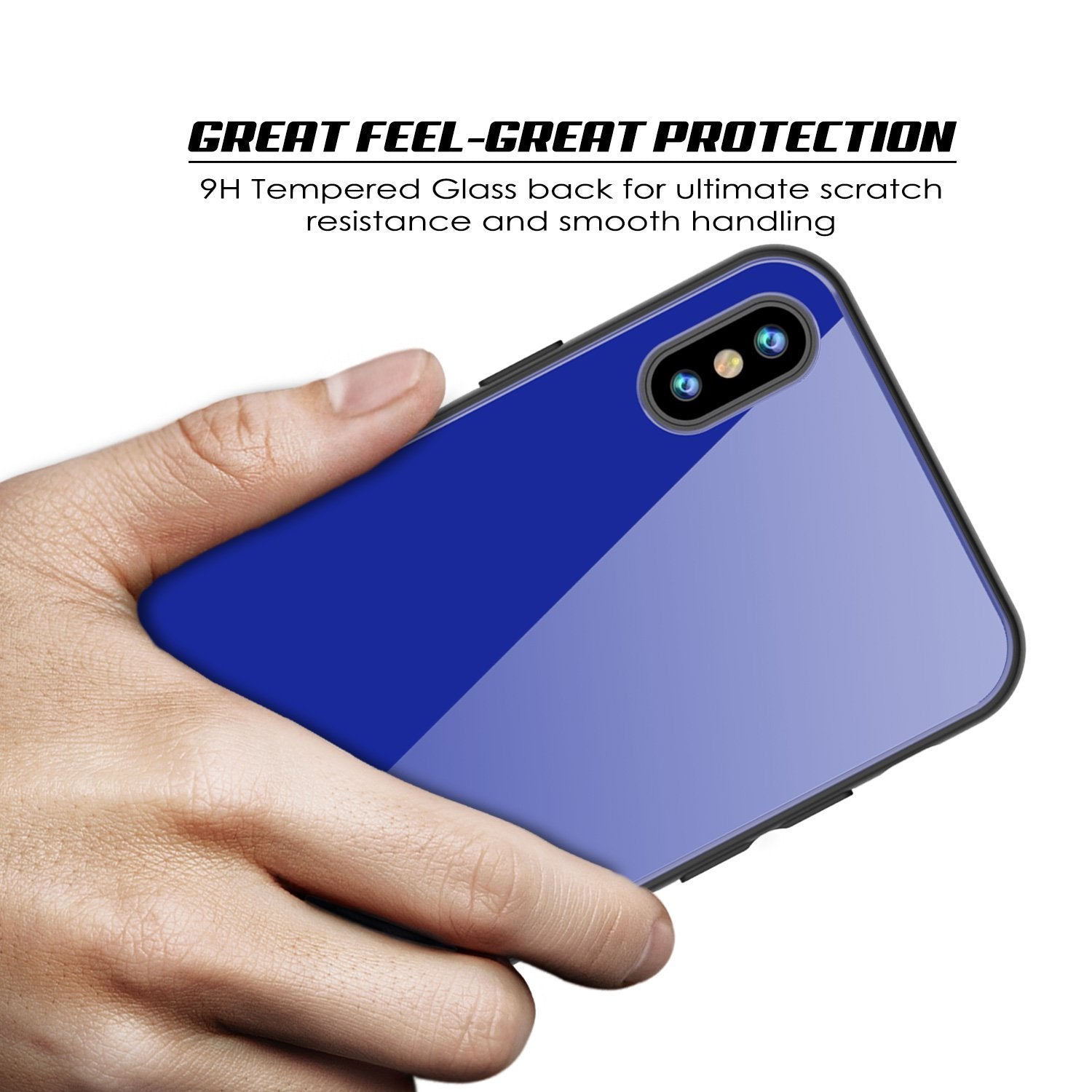 iPhone 8 Case, Punkcase GlassShield Ultra Thin Protective 9H Full Body Tempered Glass (Blue)
