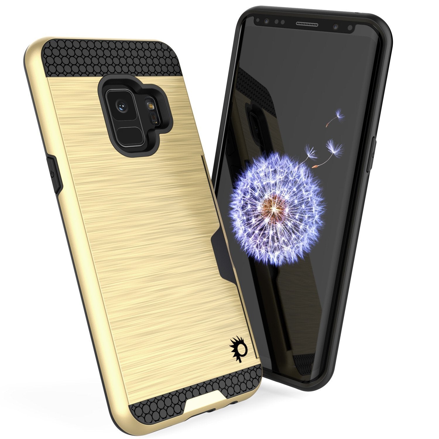 Galaxy S9 Case, PUNKcase [SLOT Series] [Slim Fit] Dual-Layer Armor Cover w/Integrated Anti-Shock System, Credit Card Slot [Gold]