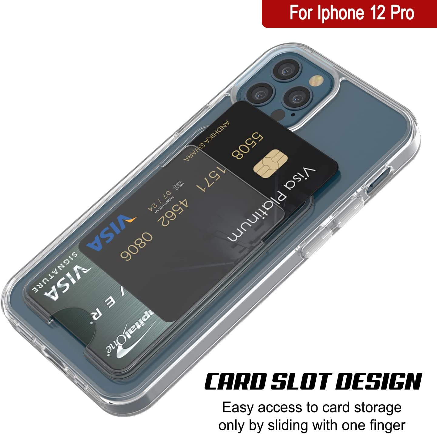 iPhone 12 Pro Card Holder Case [Crystal CardSlot Series] [Slim Fit]