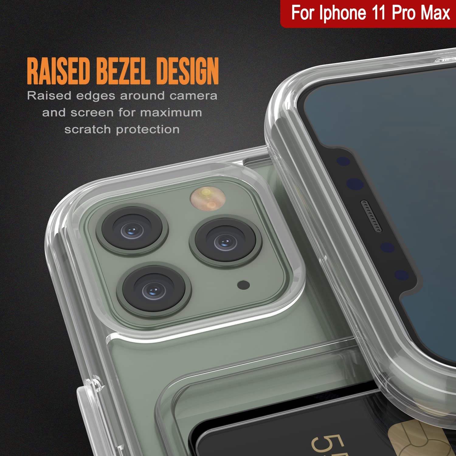 iPhone 11 Pro Max Card Holder Case [Crystal CardSlot Series] [Slim Fit]