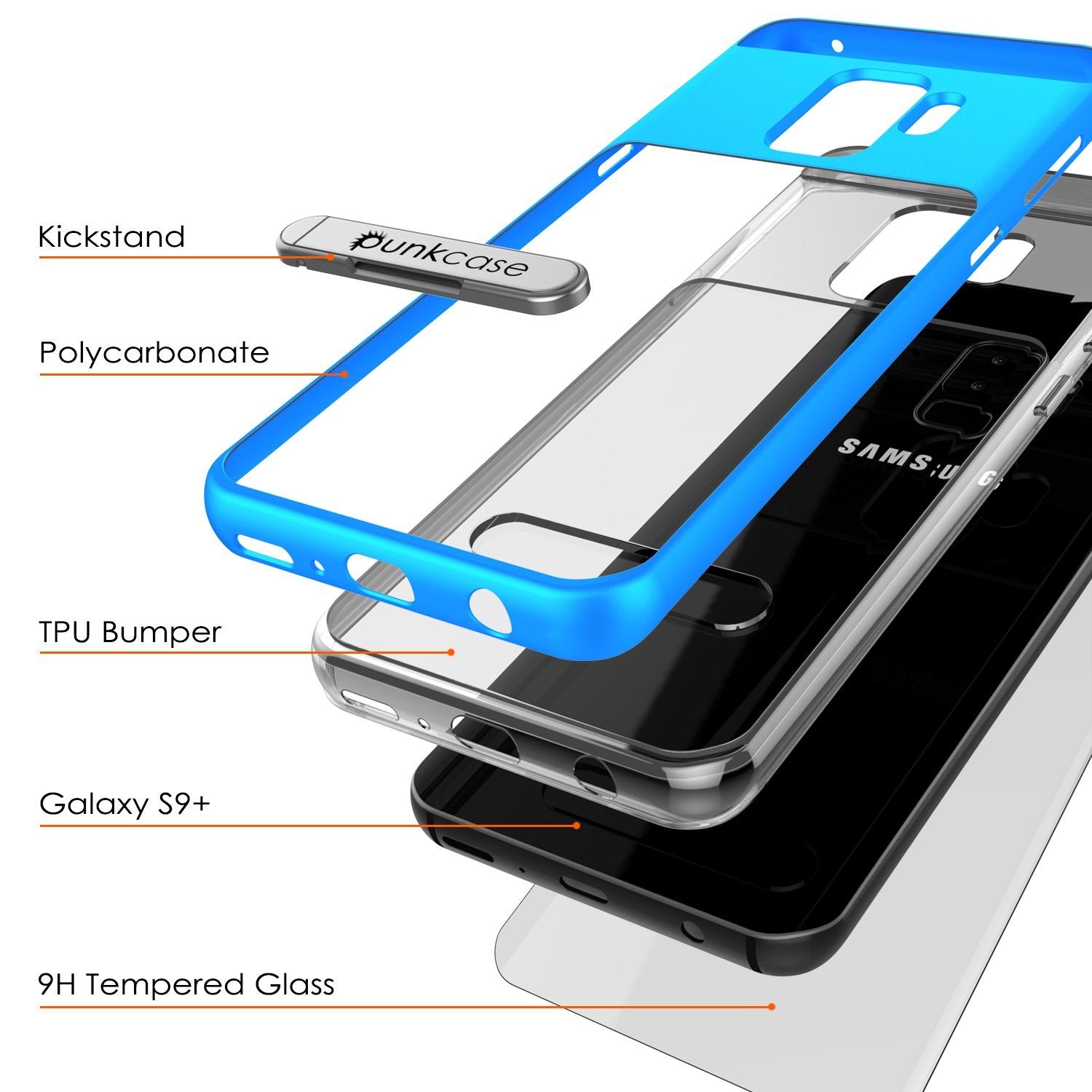 Galaxy S9+ Plus Case, PUNKcase [LUCID 3.0 Series] [Slim Fit] Armor Cover w/ Integrated Screen Protector [Blue]