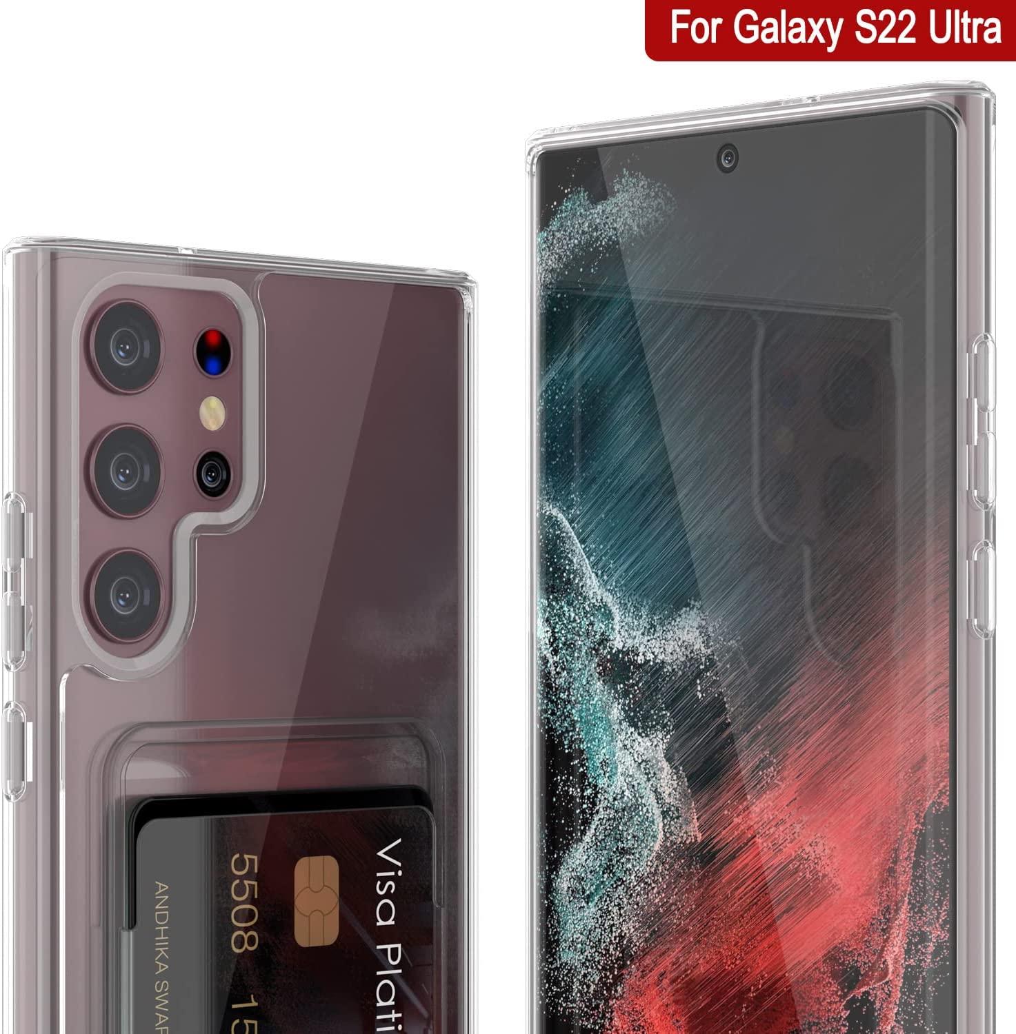 Galaxy S22 Ultra Card Holder Case [Crystal CardSlot Series] [Slim Fit]