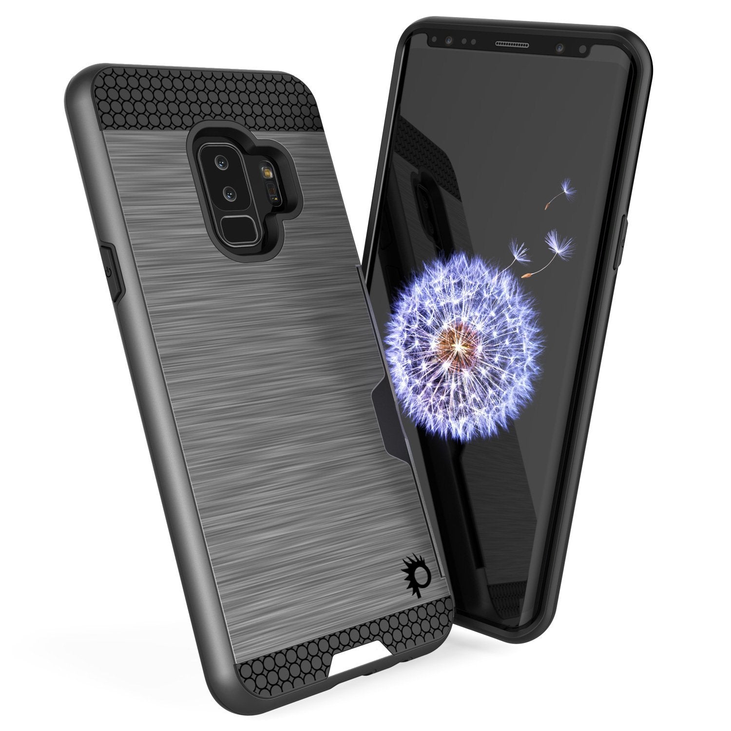 Galaxy S9 Plus Case, PUNKcase [SLOT Series] [Slim Fit] Dual-Layer Armor Grey Cover