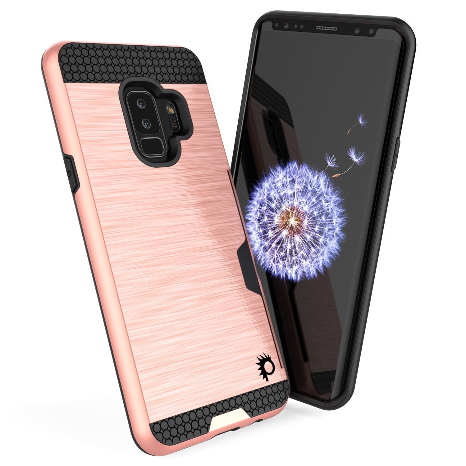 Galaxy S9 Plus Case, PUNKcase [SLOT Series] [Slim Fit] Dual-Layer Armor Rose Gold Cover