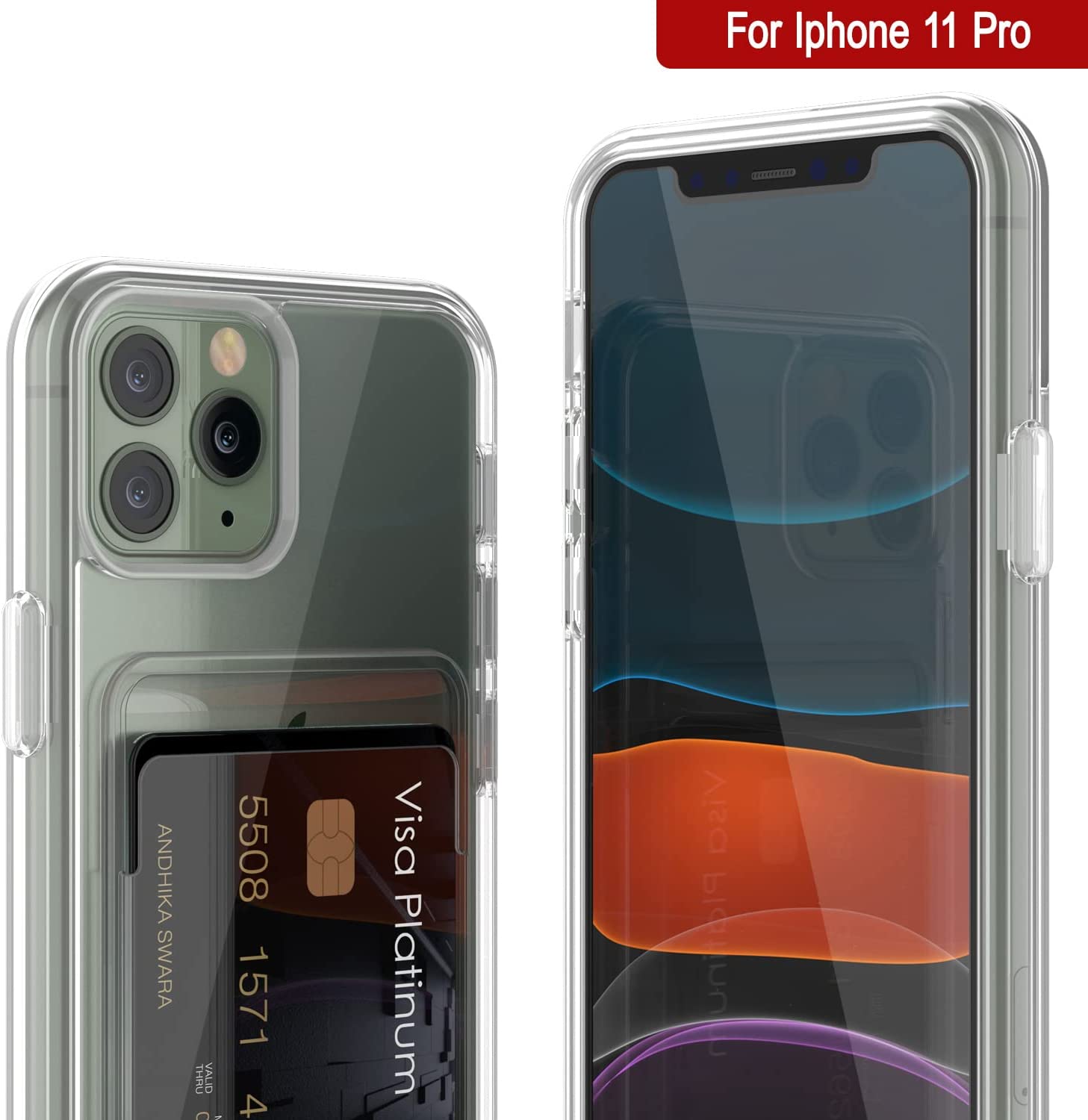 iPhone 11 Pro Card Holder Case [Crystal CardSlot Series] [Slim Fit]