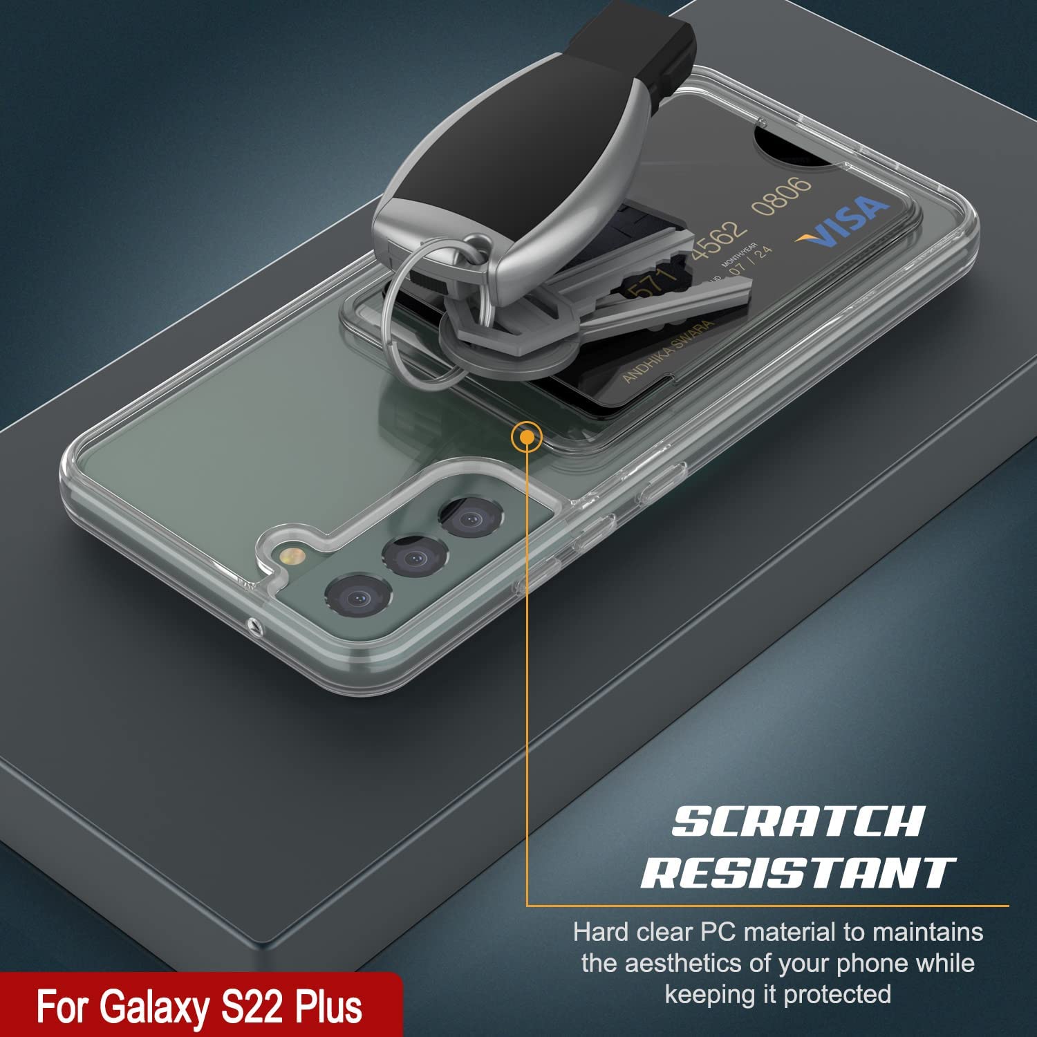 Galaxy S22 Plus Card Holder Case [Crystal CardSlot Series] [Slim Fit]