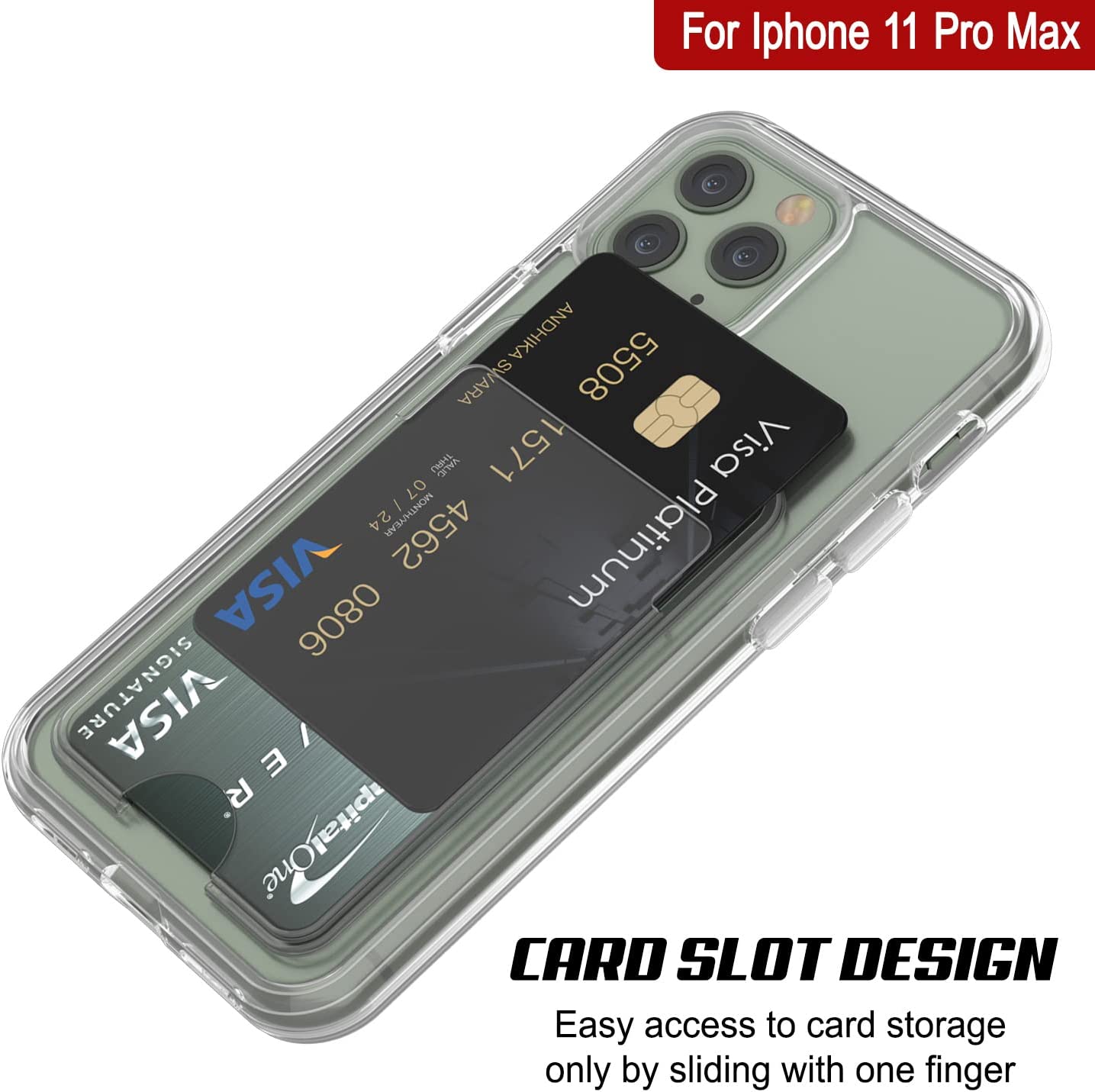 iPhone 11 Pro Max Card Holder Case [Crystal CardSlot Series] [Slim Fit]