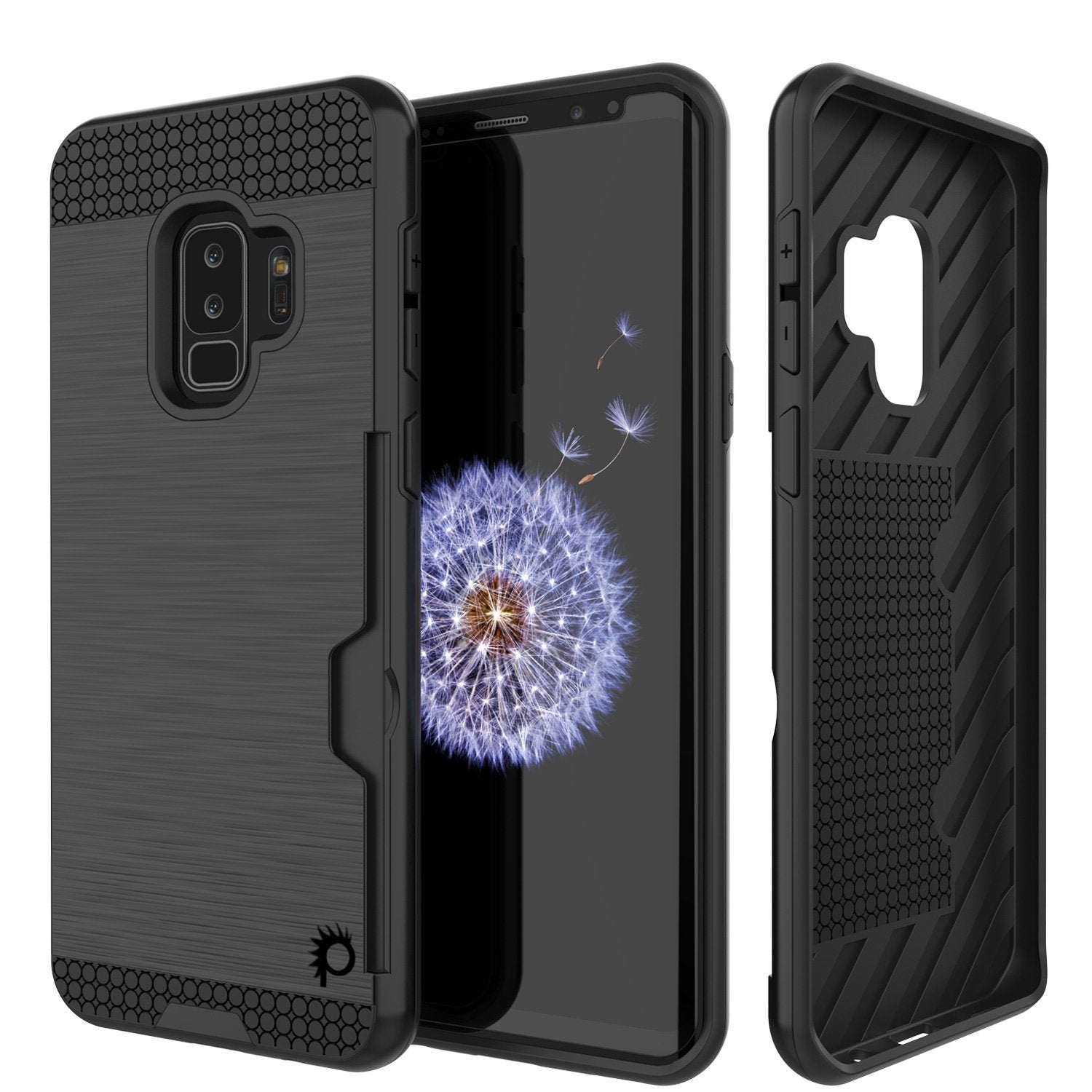 Galaxy S9 Plus Case, PUNKcase [SLOT Series] [Slim Fit] Dual-Layer Armor Black Cover