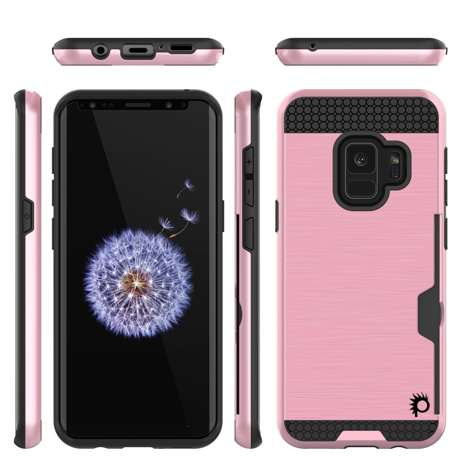 Galaxy S9 Case, PUNKcase [SLOT Series] [Slim Fit] Dual-Layer Armor Cover w/Integrated Anti-Shock System, Credit Card Slot [Pink]