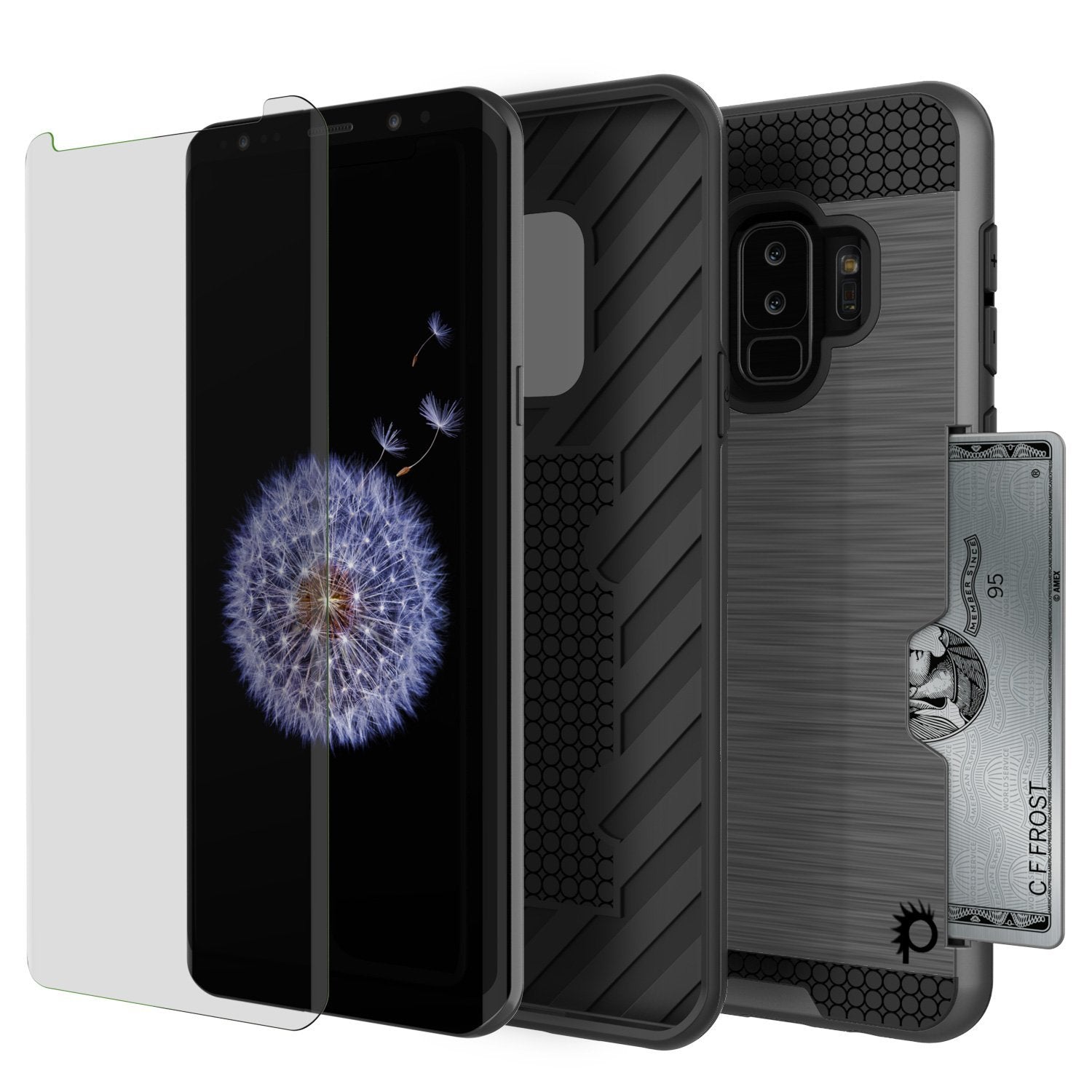 Galaxy S9 Plus Case, PUNKcase [SLOT Series] [Slim Fit] Dual-Layer Armor Grey Cover