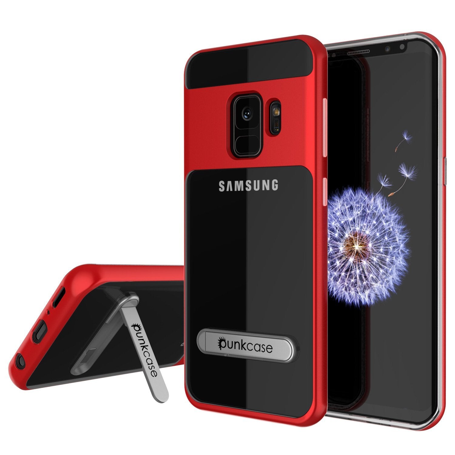 Galaxy S9 Case, PUNKcase [LUCID 3.0 Series] [Slim Fit] Armor Cover w/ Integrated Screen Protector [Red]