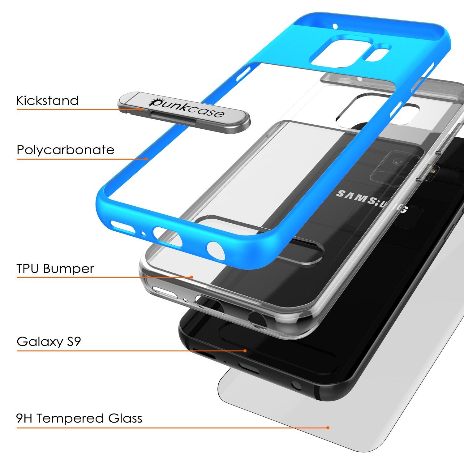 Galaxy S9 Case, PUNKcase [LUCID 3.0 Series] [Slim Fit] Armor Cover w/ Integrated Screen Protector [Blue]