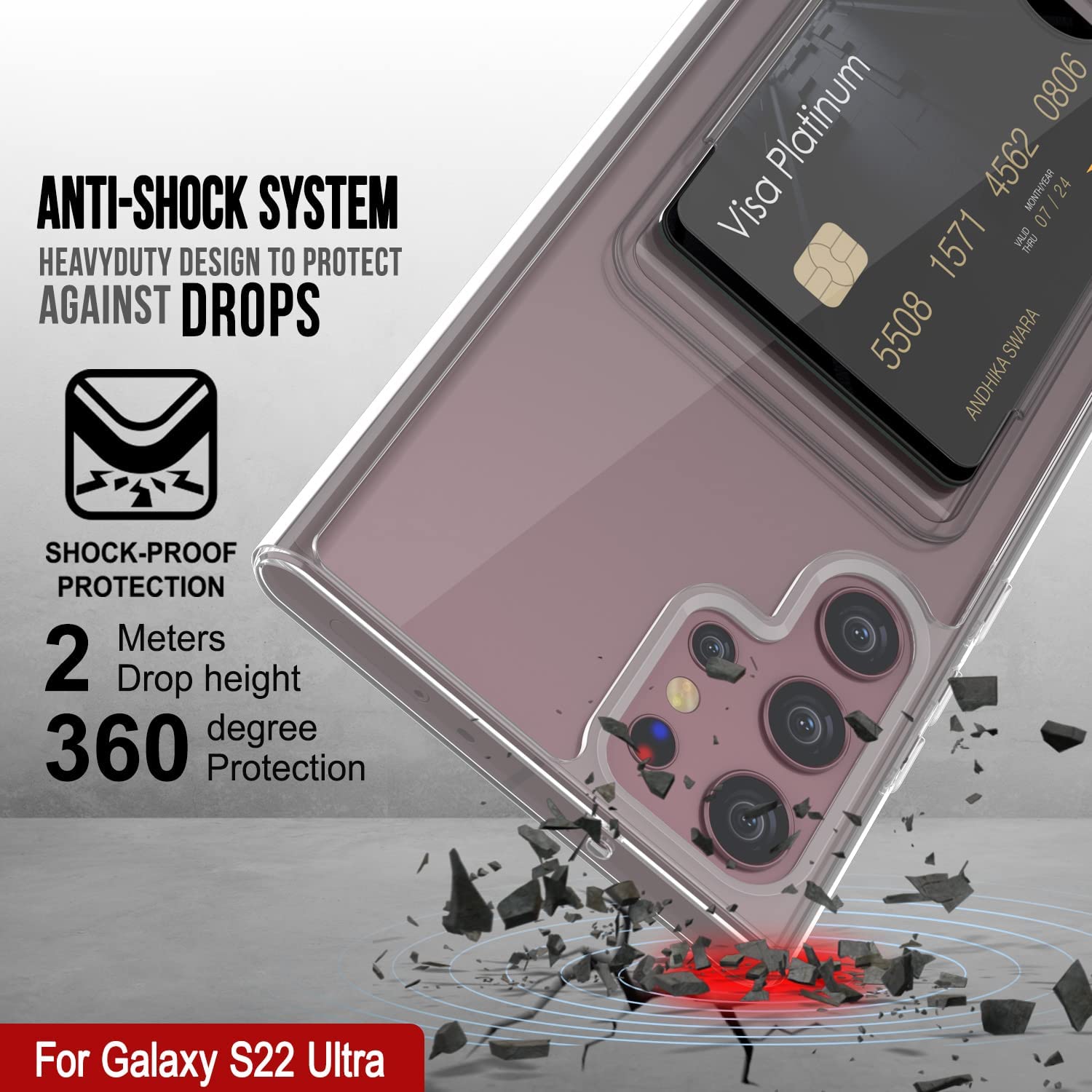 Galaxy S22 Ultra Card Holder Case [Crystal CardSlot Series] [Slim Fit]