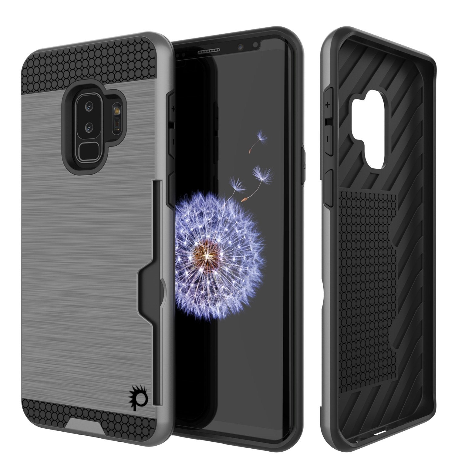 Galaxy S9 Plus Case, PUNKcase [SLOT Series] [Slim Fit] Dual-Layer Armor Grey Cover