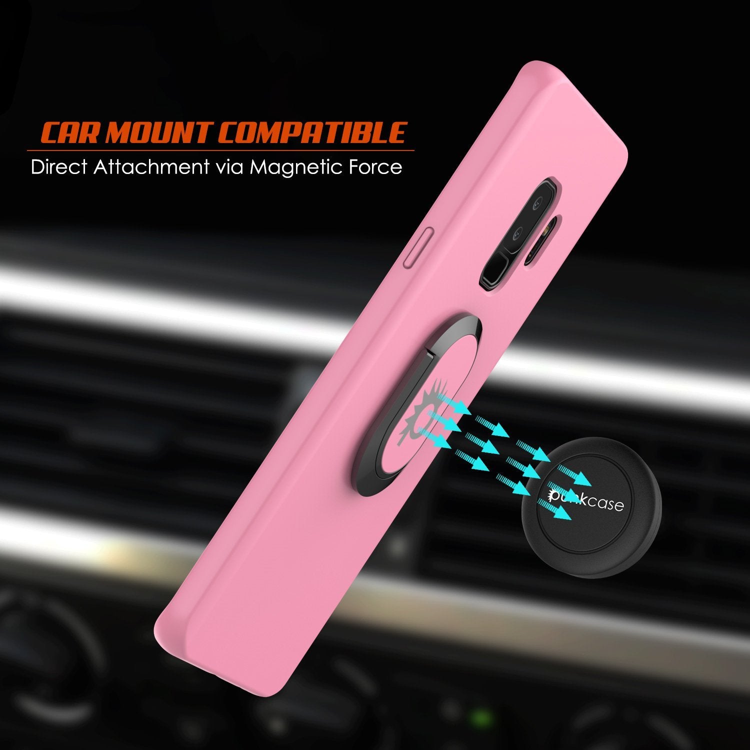 Galaxy S9 Plus, Punkcase Magnetix Protective TPU Cover W/ Kickstand, Sceen Protector[Pink]