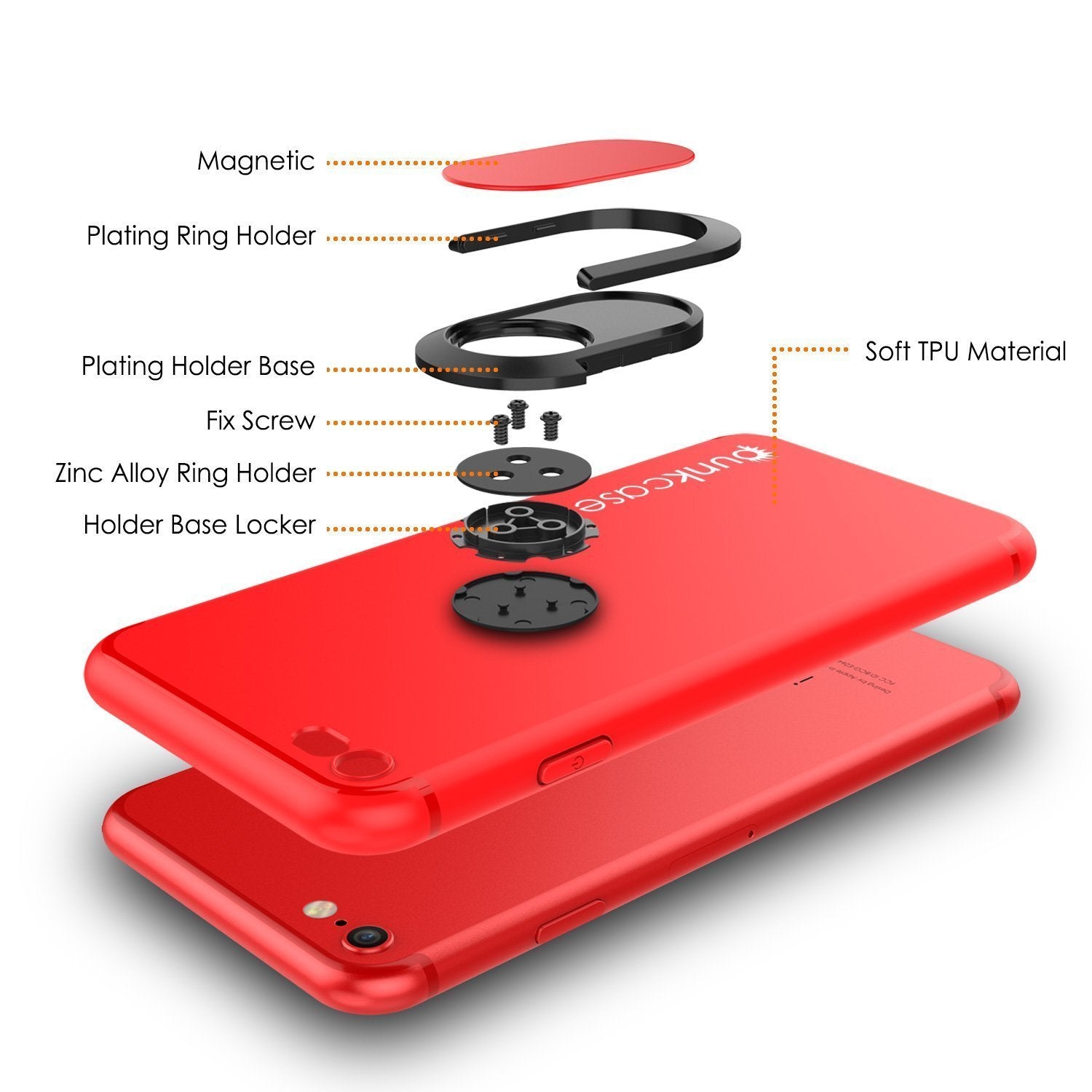 iPhone SE (4.7") Case, Punkcase Magnetix Protective TPU Cover W/ Kickstand, Tempered Glass Screen Protector [Red]