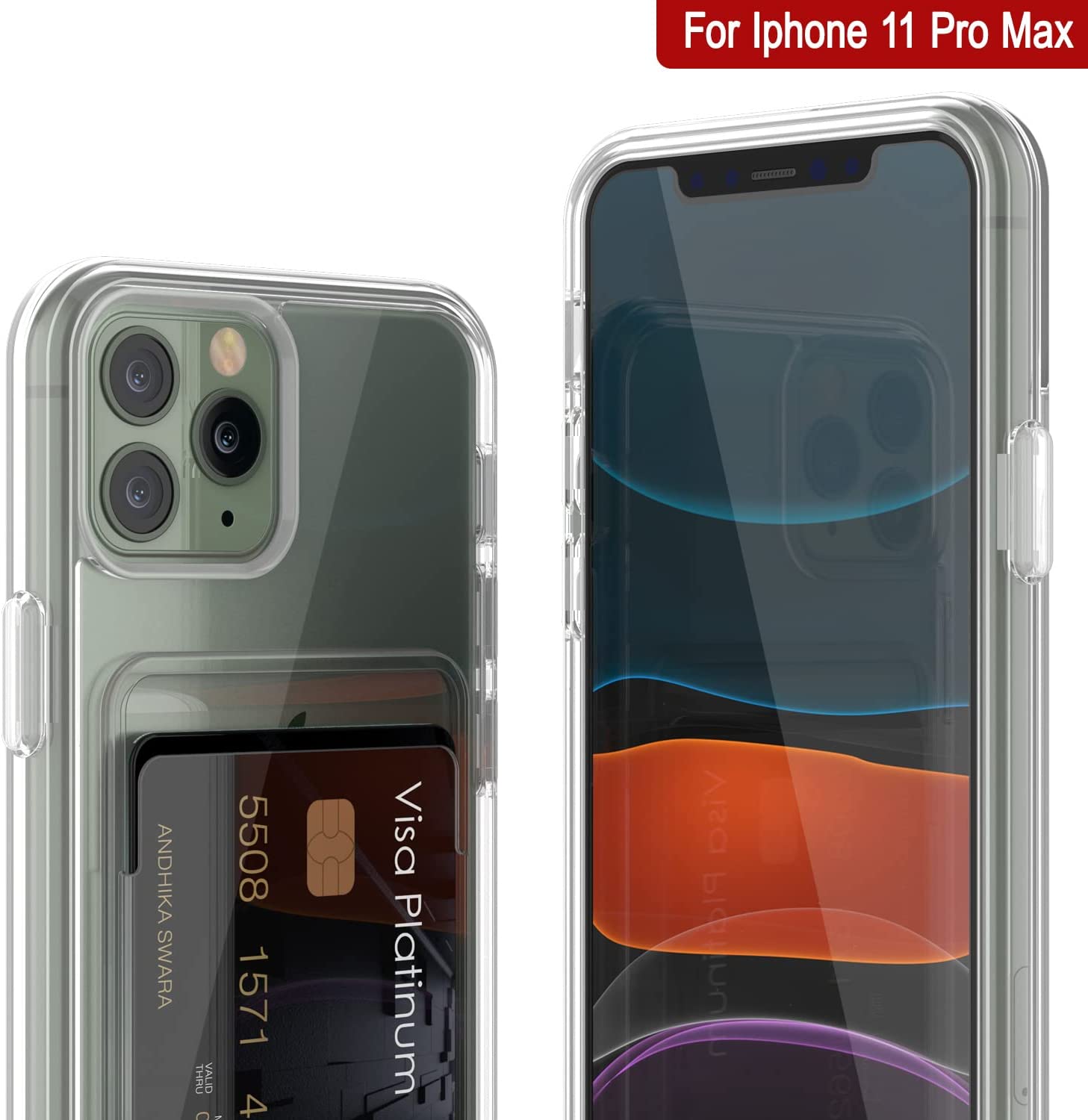iPhone 11 Pro Max Card Holder Case [Crystal CardSlot Series] [Slim Fit]