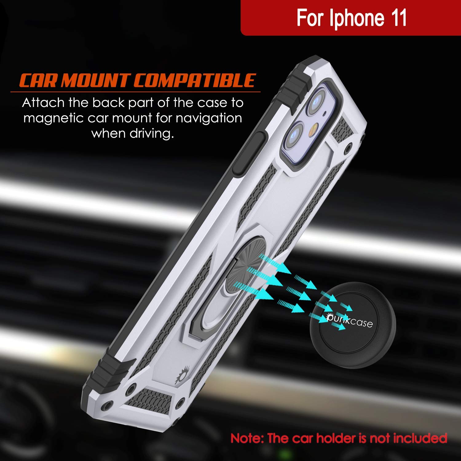 Apple iPhone 11  Punkcase ArmorShield Military Style Case Silver