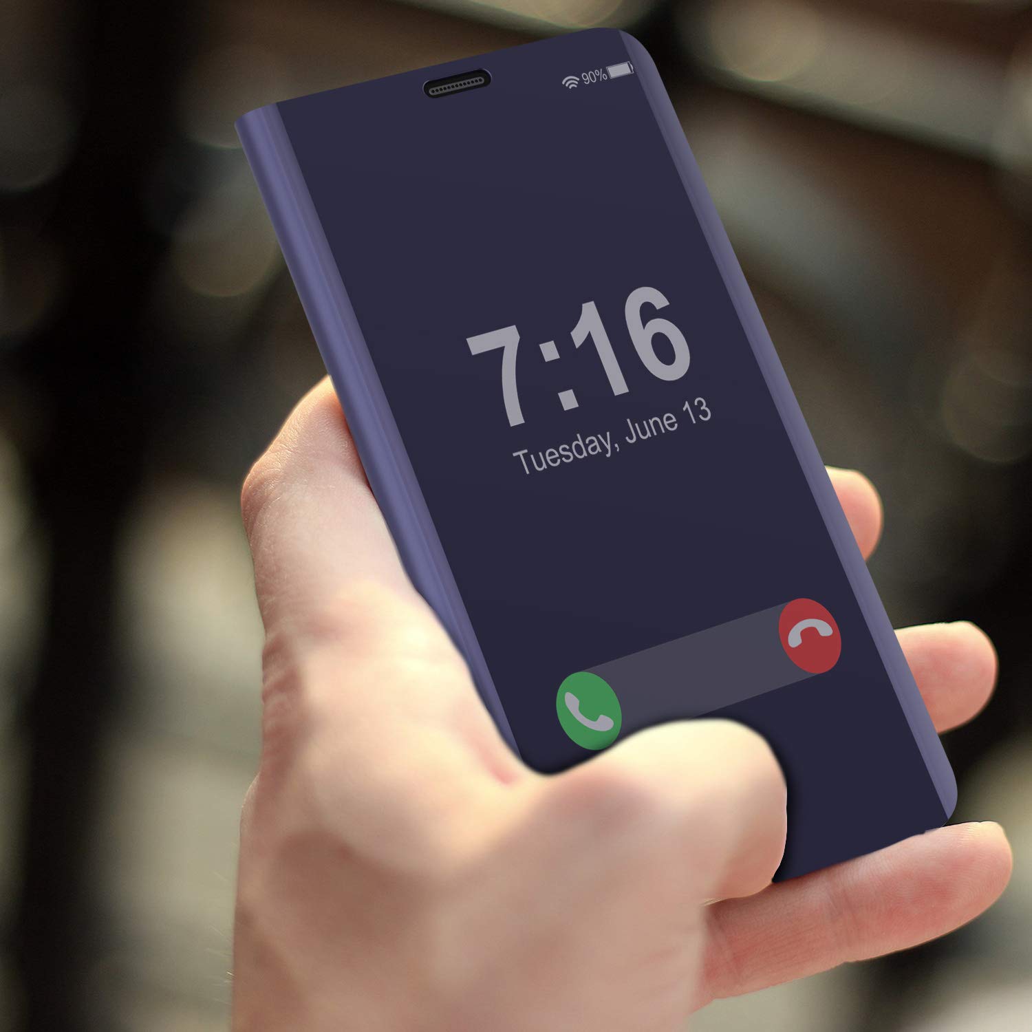 Punkcase S8 Plus Reflector Case Protective Flip Cover [Purple]